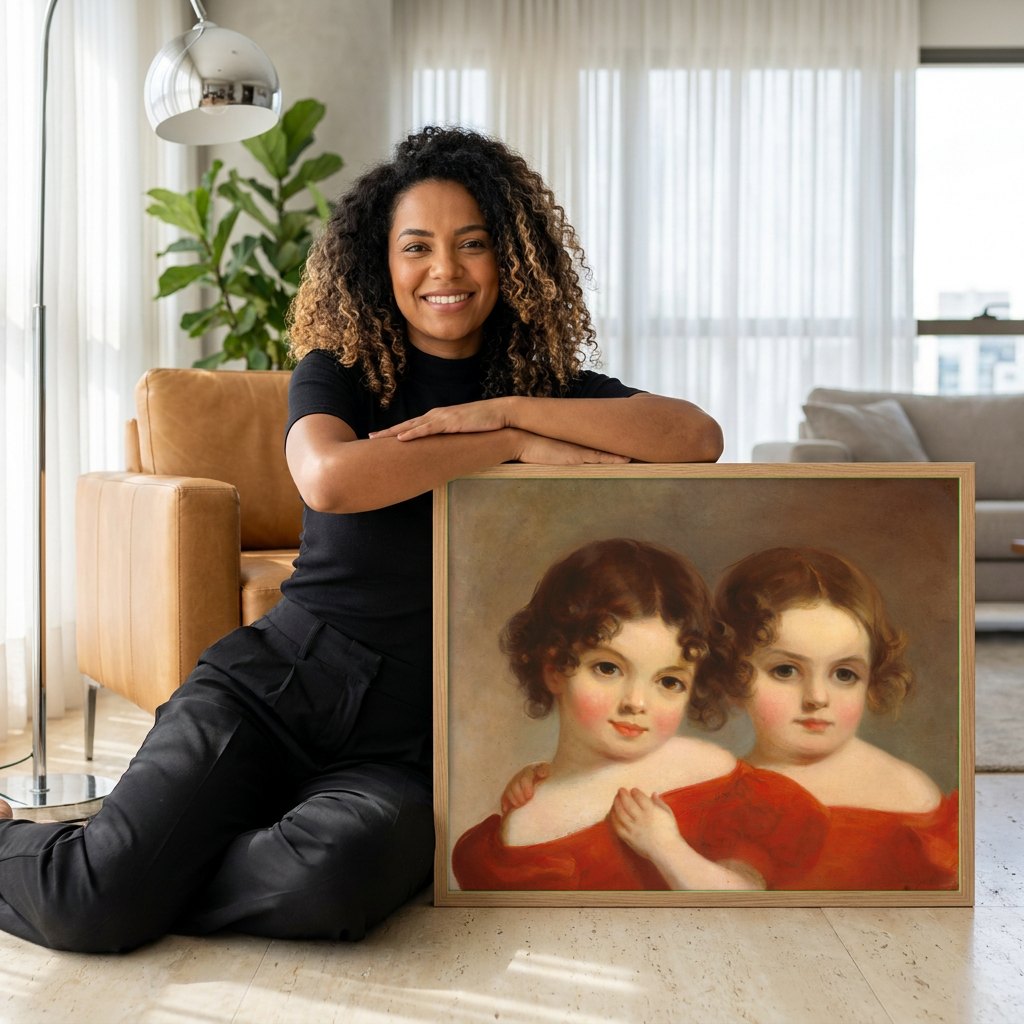 Quadro Decorativo 'As Meninas' - Thomas Sully | modelo apresentando o quadro emoldurado