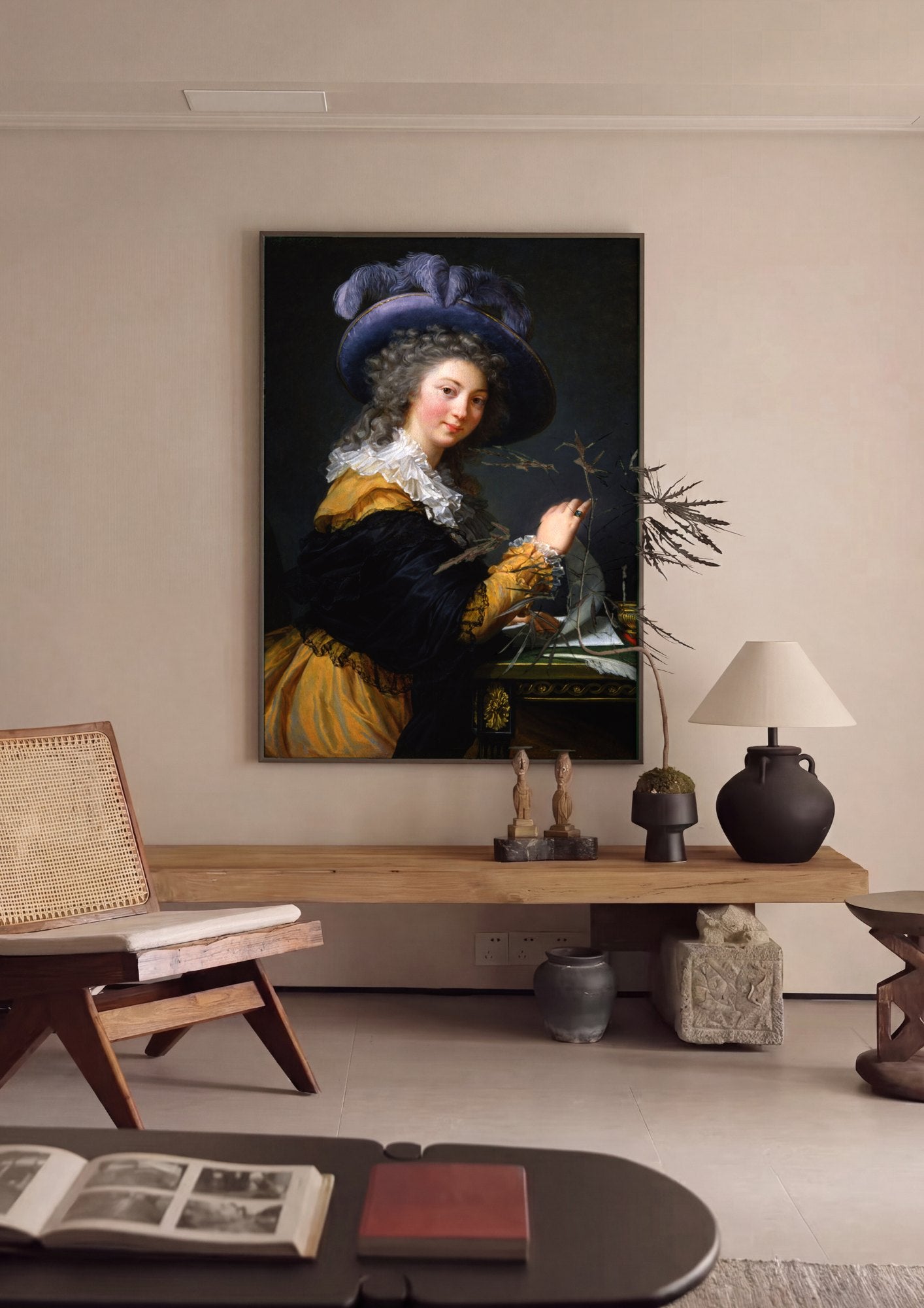 Quadro Decorativo A Dama do Chapéu Azul - Vigée Le Brun | quadro emoldurado na parede