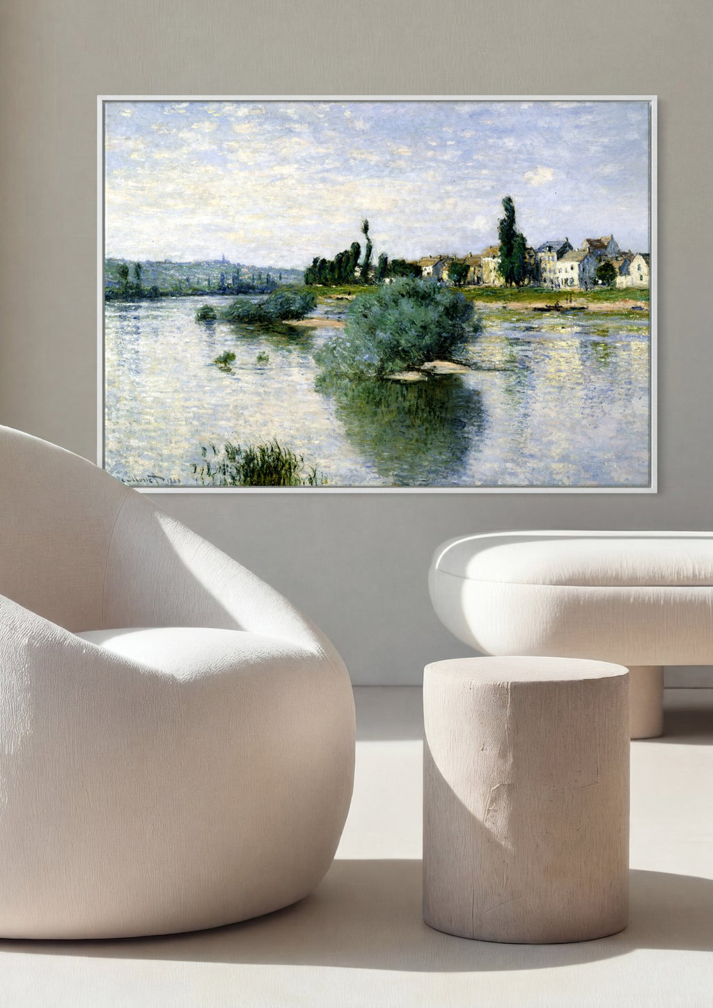Quadro Decorativo A Sena em Argenteuil - Claude Monet em ambiente decorado