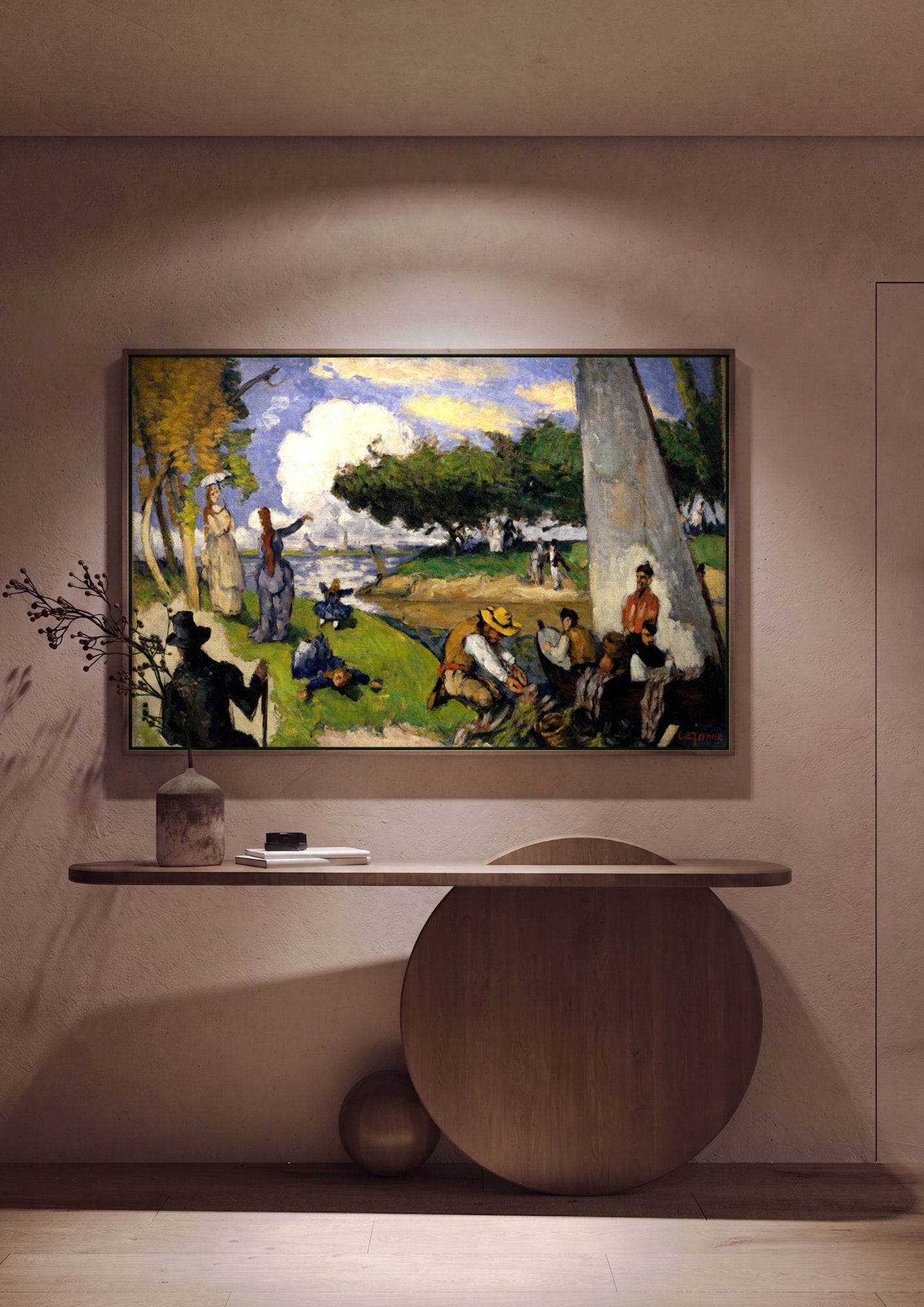 Quadro Decorativo A Margem do Rio - Paul Cézanne em ambiente decorado