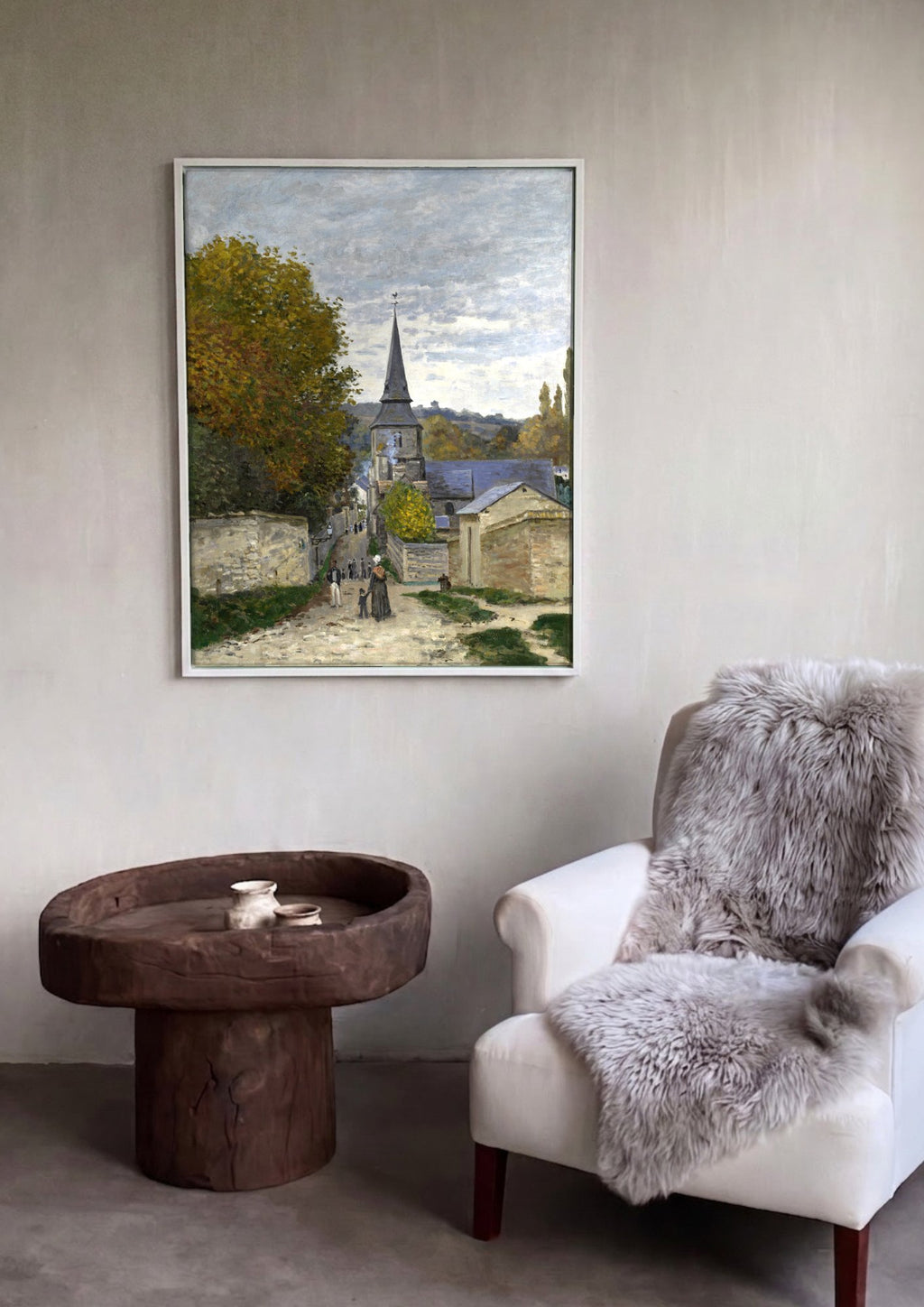 Quadro Decorativo A Igreja de Vétheuil - Claude Monet em ambiente decorado