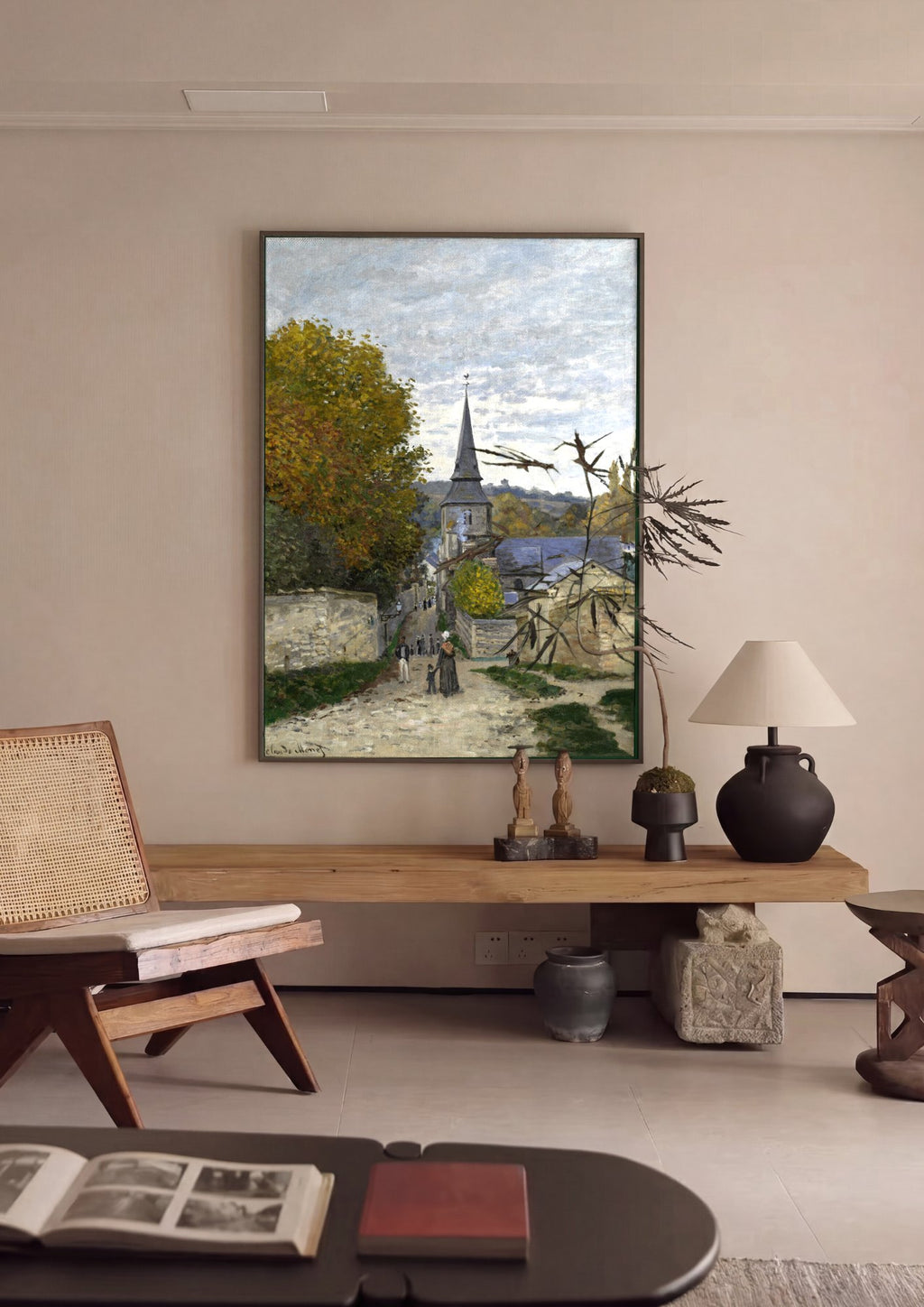 Quadro Decorativo A Igreja de Vétheuil - Claude Monet em ambiente decorado