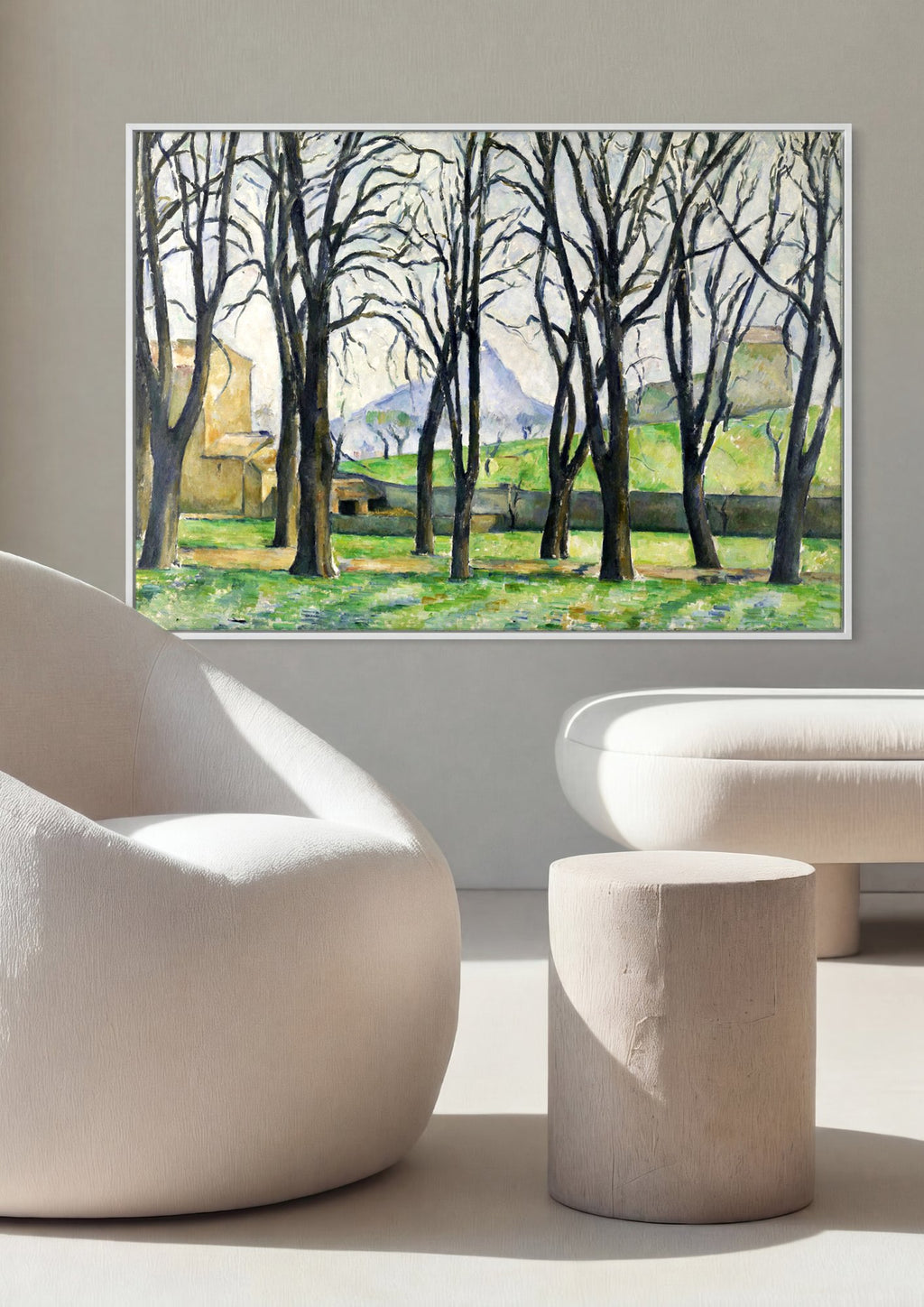 Quadro Decorativo Árvores e Casas - Paul Cézanne em ambiente decorado
