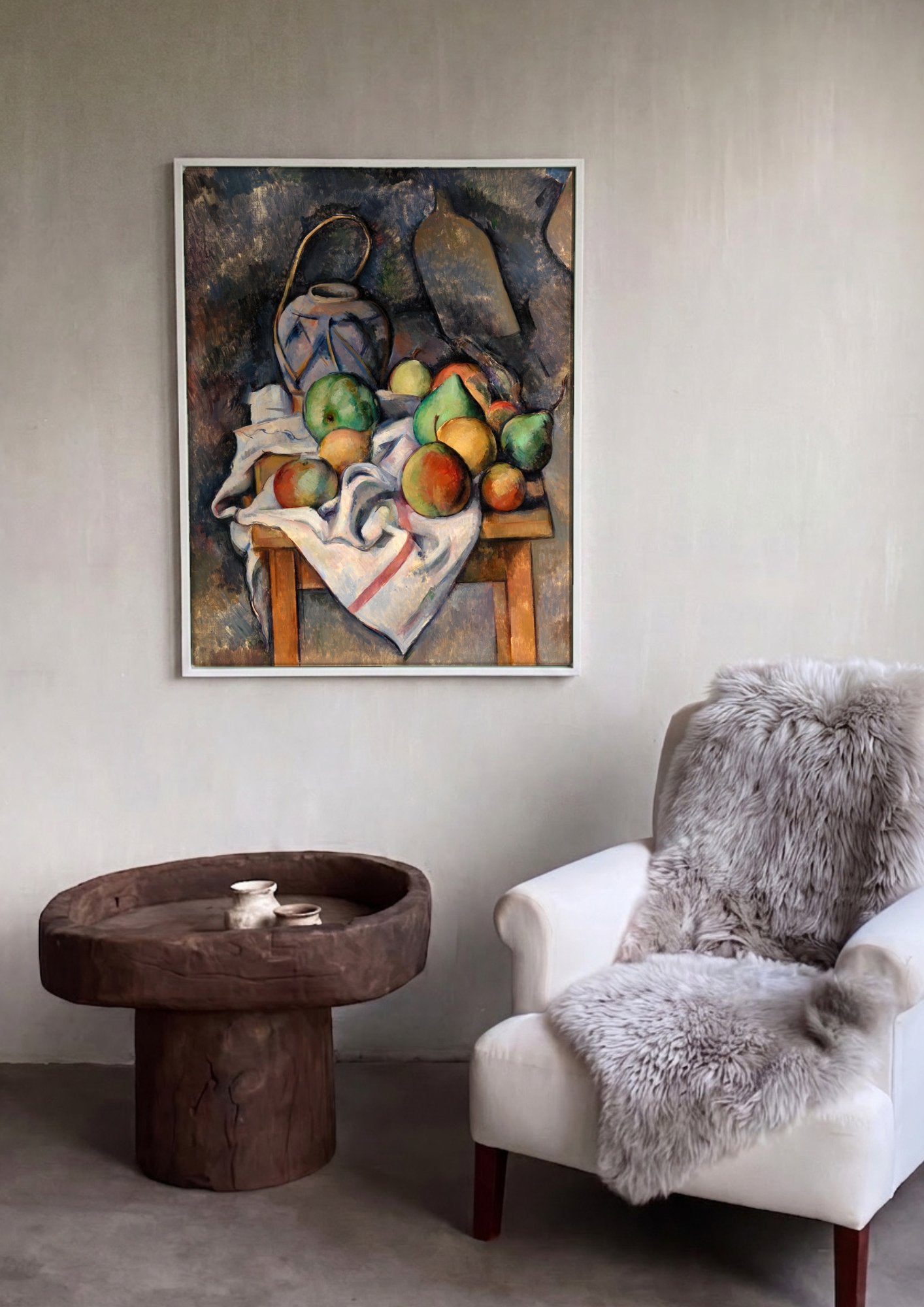 Quadro Decorativo Cesto de Frutas - Paul Cézanne em ambiente decorado