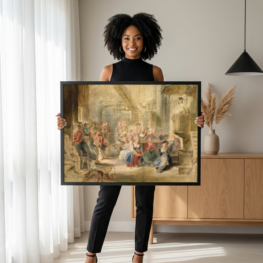 Quadro Decorativo A Pregação – Peter Paul Rubens | modelo apresentando o quadro emoldurado