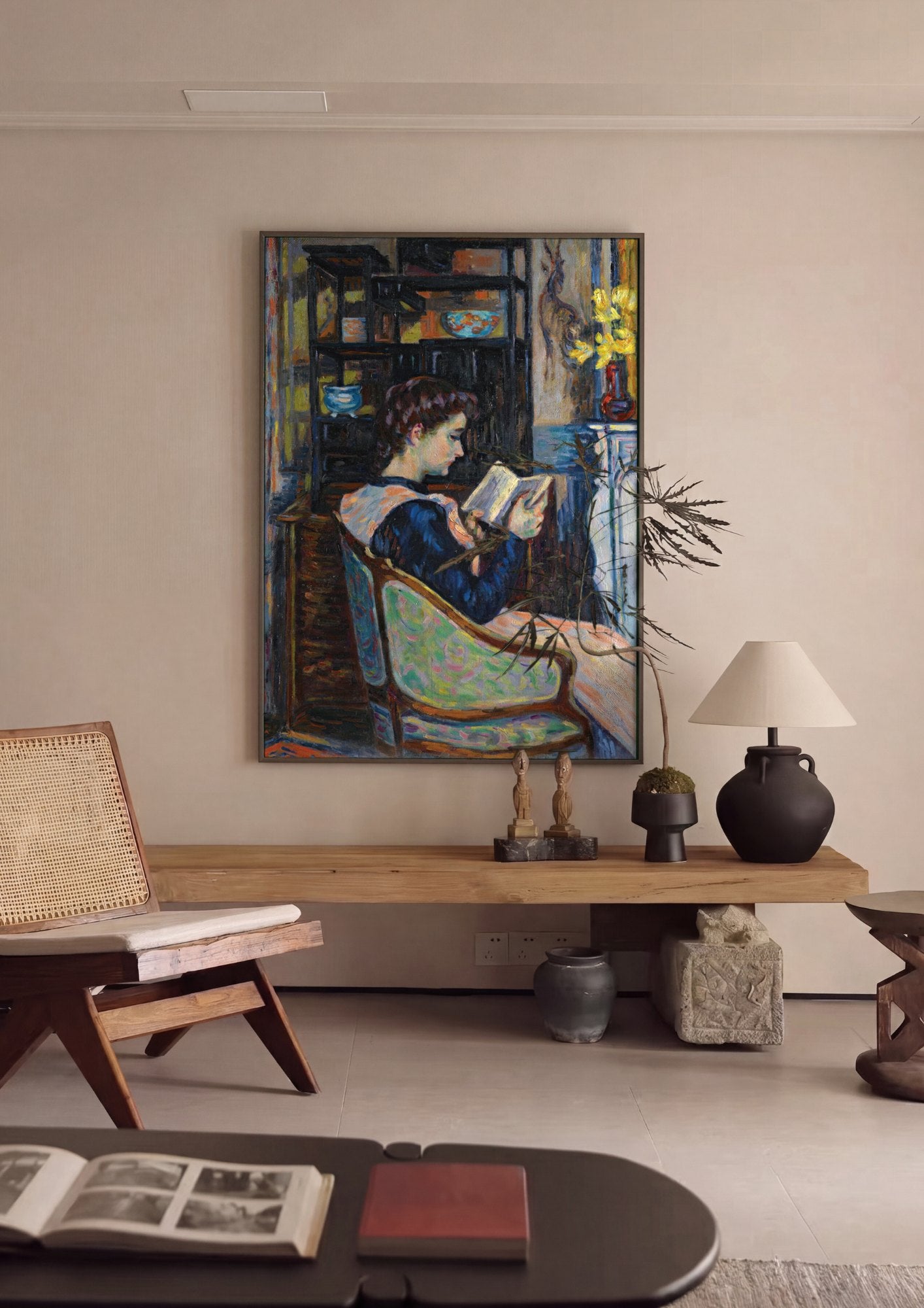 Quadro Decorativo A Leitora - Armand Guillaumin | quadro emoldurado na parede