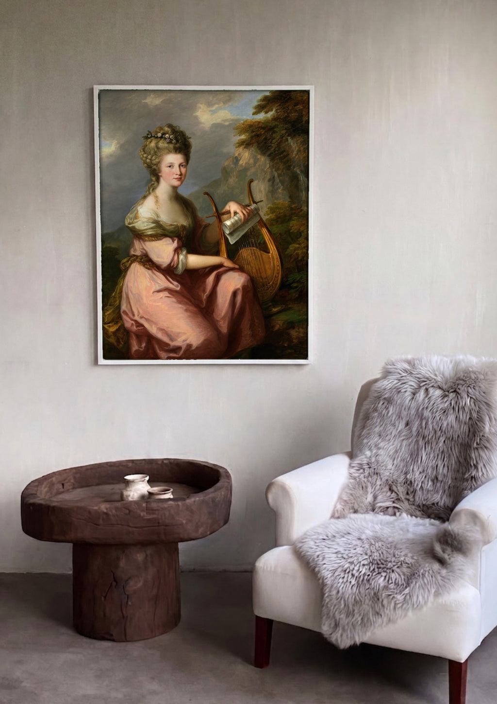 Quadro Decorativo Retrato com Lira - Angelica Kauffmann | quadro emoldurado na parede