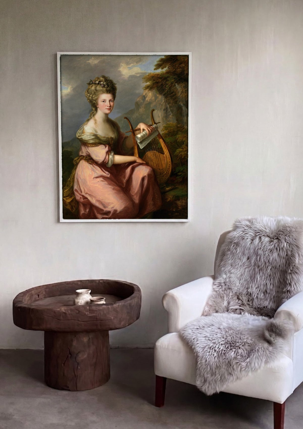 Quadro Decorativo Retrato com Lira - Angelica Kauffmann | quadro emoldurado na parede