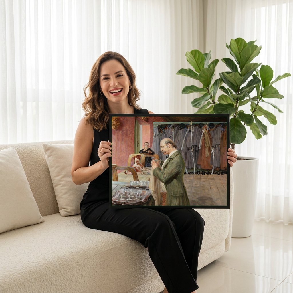 Quadro Decorativo A Preparação - Jacek Malczewski | modelo apresentando o quadro emoldurado