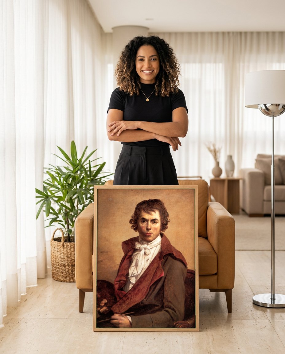 Quadro Decorativo Autorretrato - Jacques-Louis David | modelo apresentando o quadro emoldurado