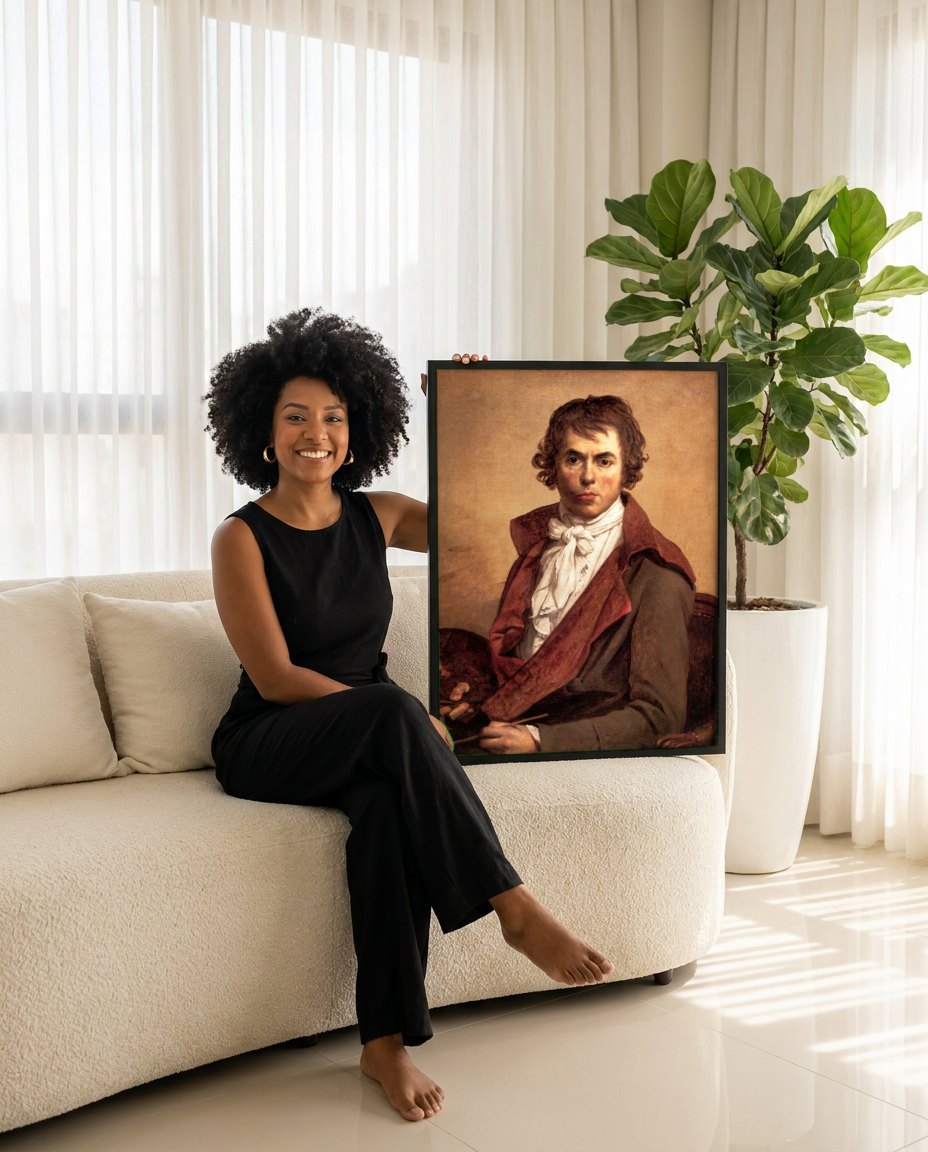 Quadro Decorativo Autorretrato - Jacques-Louis David | modelo apresentando o quadro emoldurado