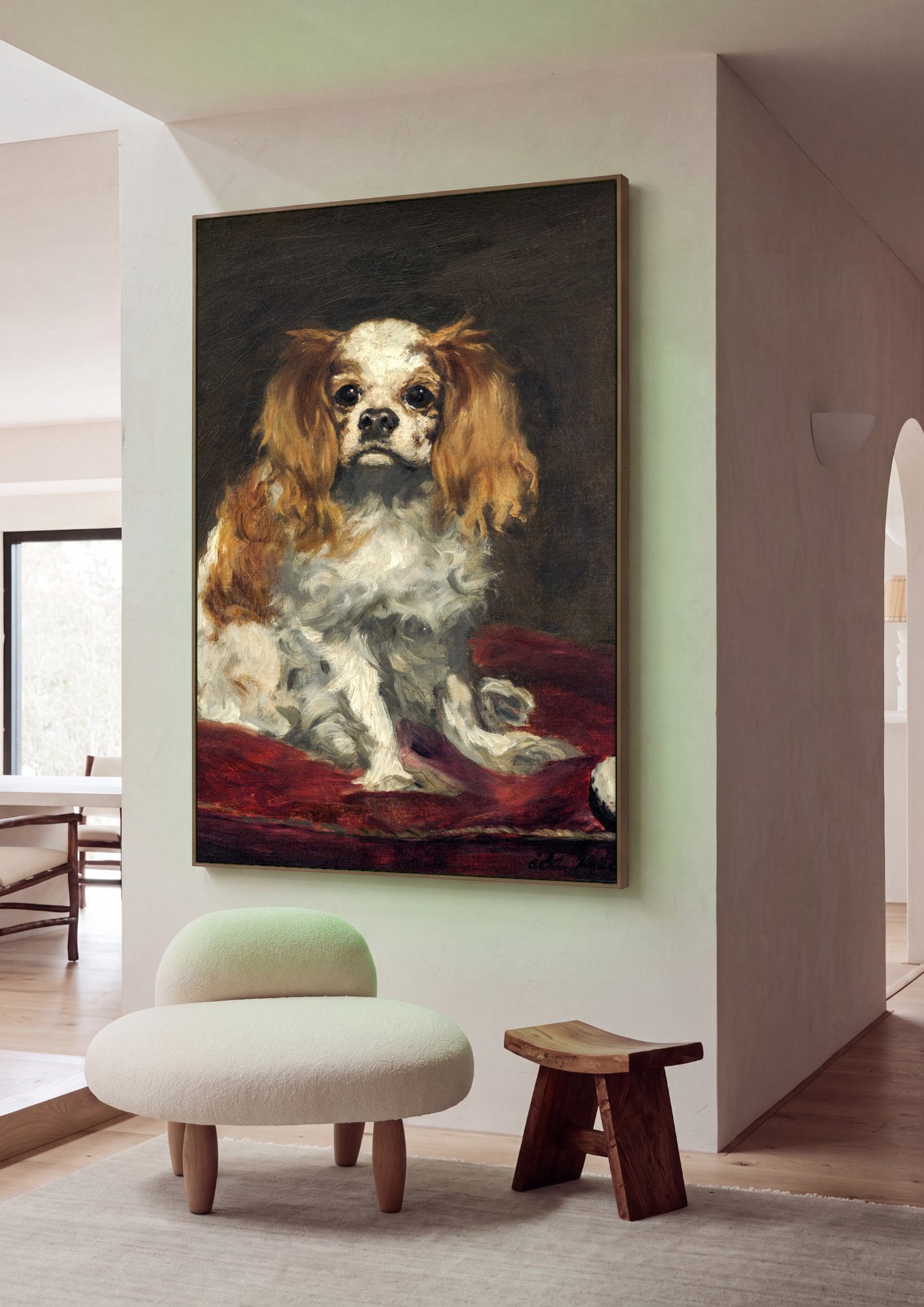 Quadro Decorativo 'King Charles Spaniel' - Édouard Manet em ambiente decorado