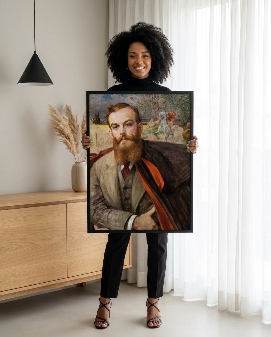 Quadro Decorativo Autorretrato - Jacek Malczewski | modelo apresentando o quadro emoldurado
