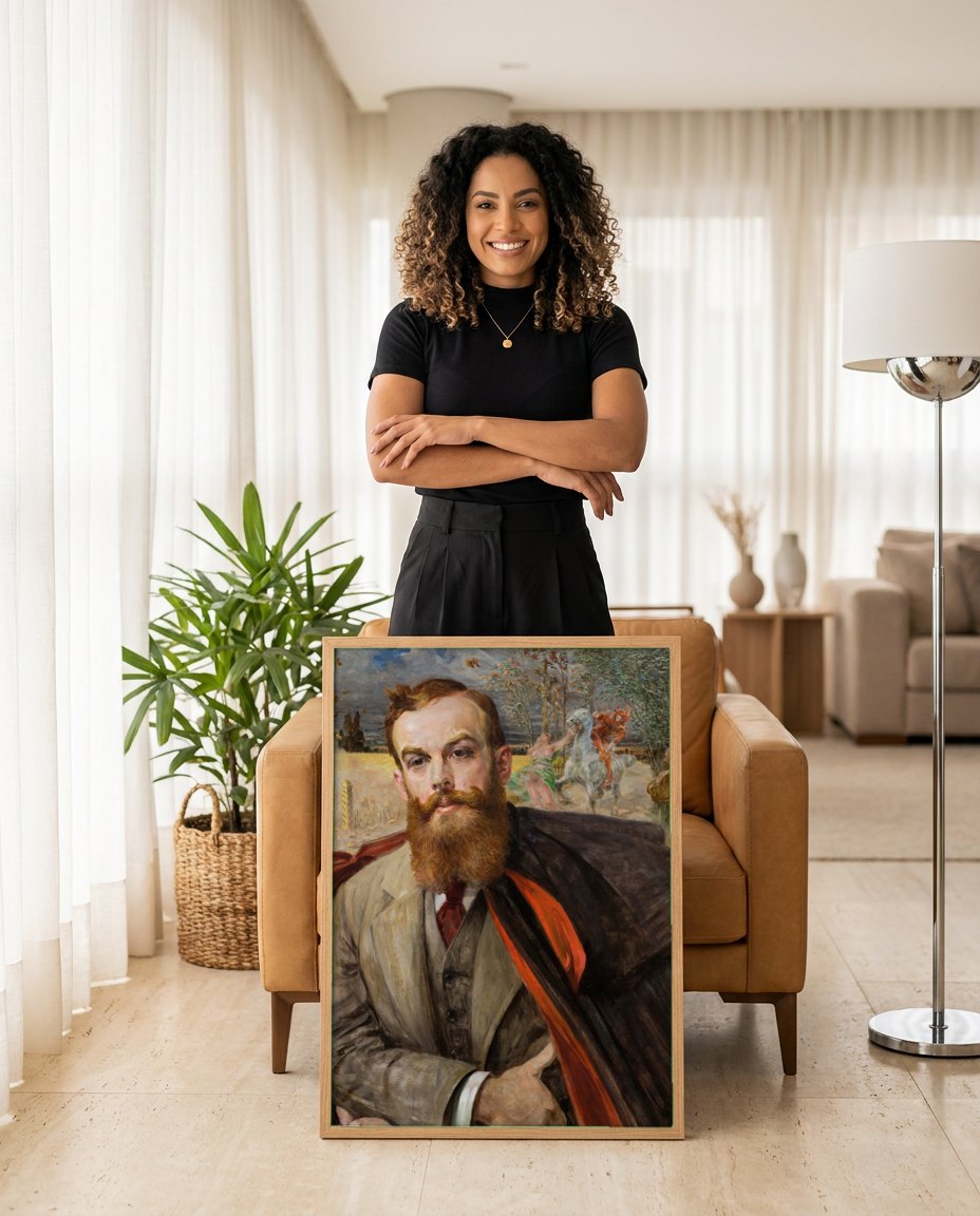 Quadro Decorativo Autorretrato - Jacek Malczewski | modelo apresentando o quadro emoldurado
