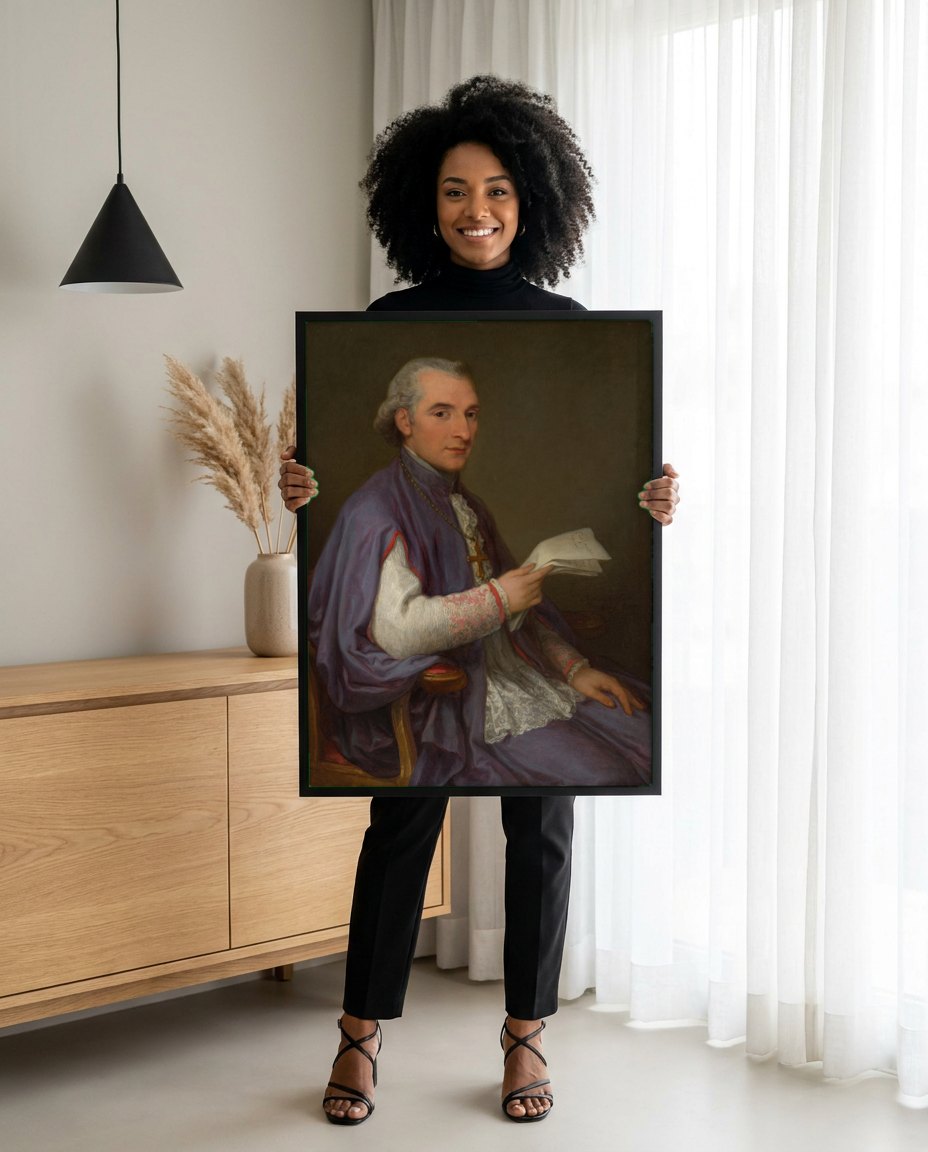 Quadro Decorativo Retrato de Clero - Angelica Kauffmann | modelo apresentando o quadro emoldurado