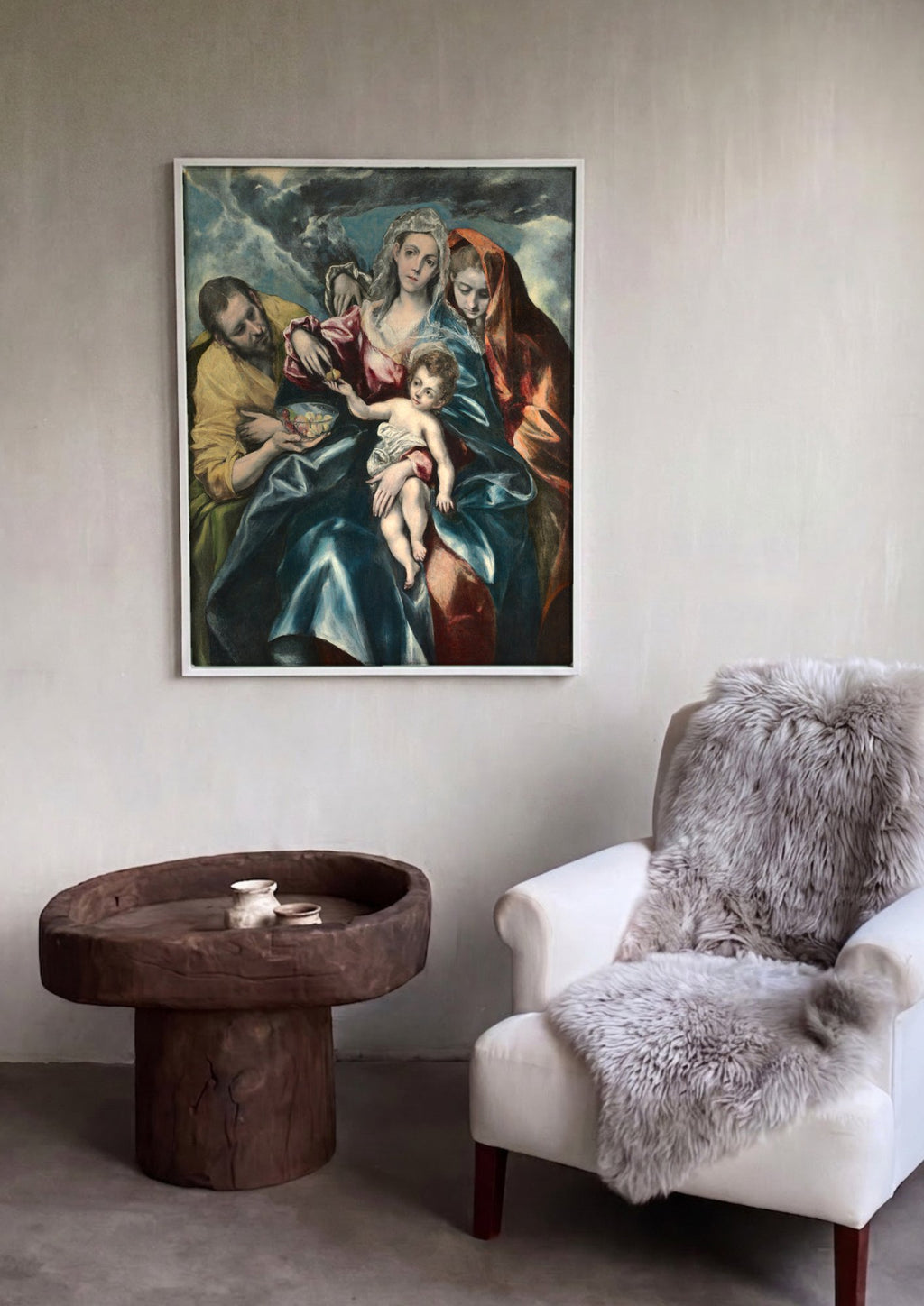 Quadro Decorativo A Sagrada Família – El Greco em ambiente decorado