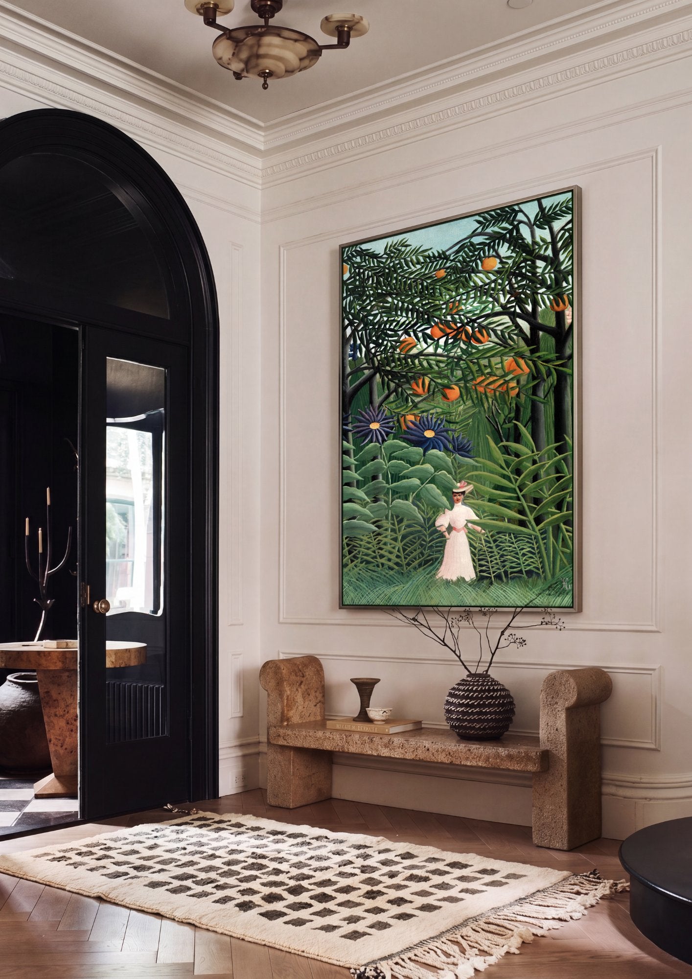 Quadro Decorativo A Mulher no Laranjal - Henri Rousseau em ambiente decorado