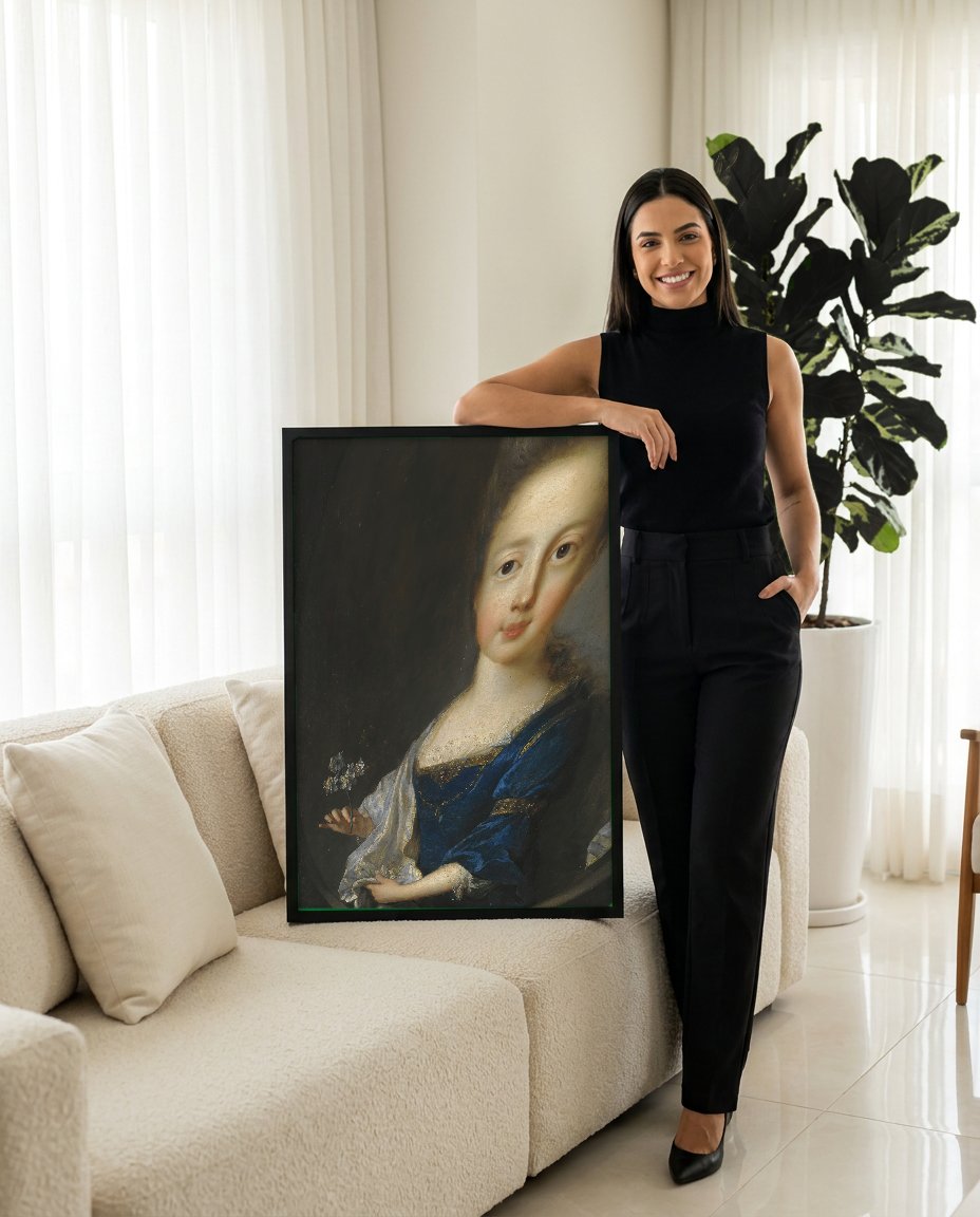 Quadro Decorativo A Jovem Dama de Azul - Jean François de Troy com modelo em ambiente