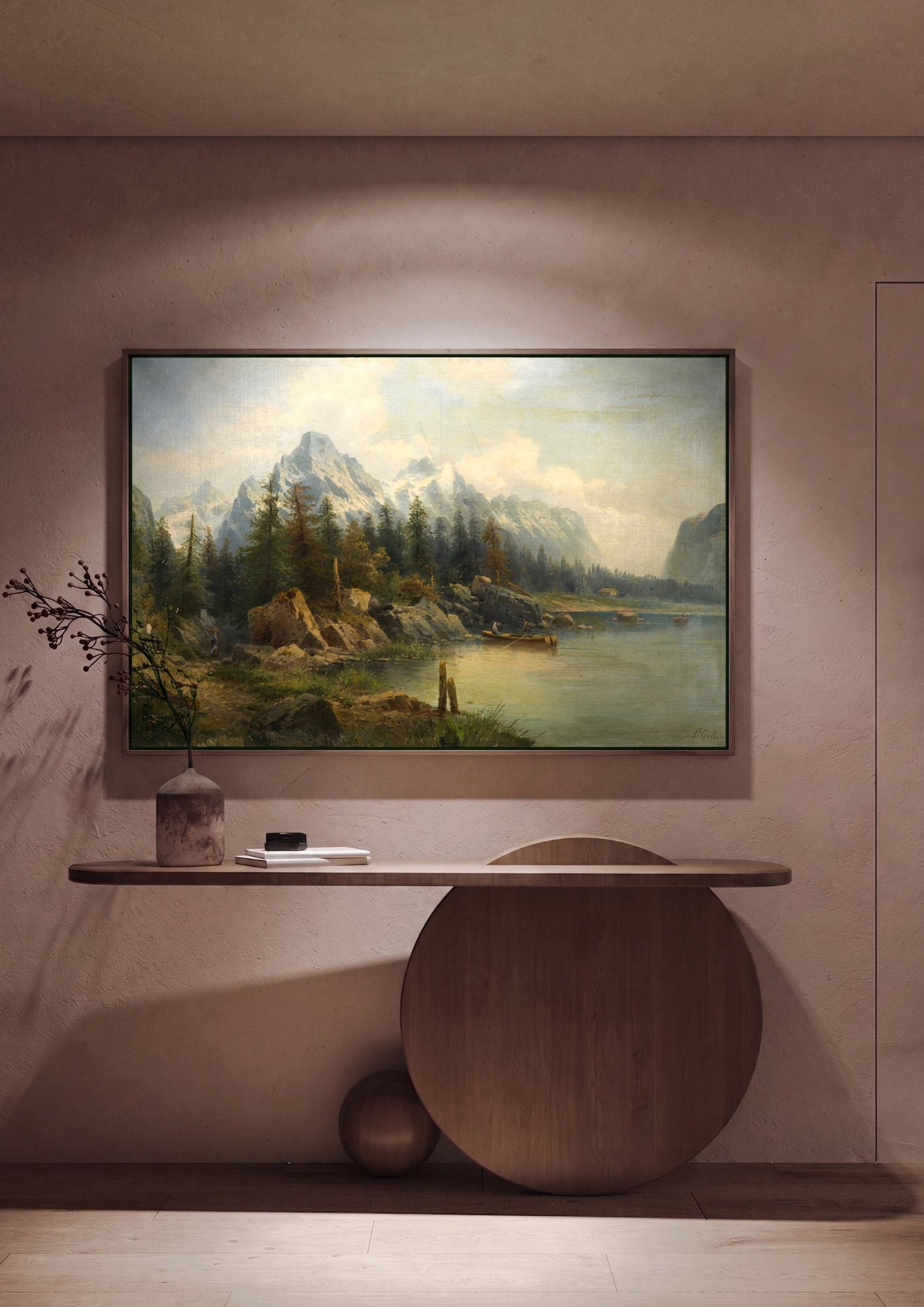 Quadro Decorativo Paisagem Alpina - Karl Kaufmann em ambiente decorado