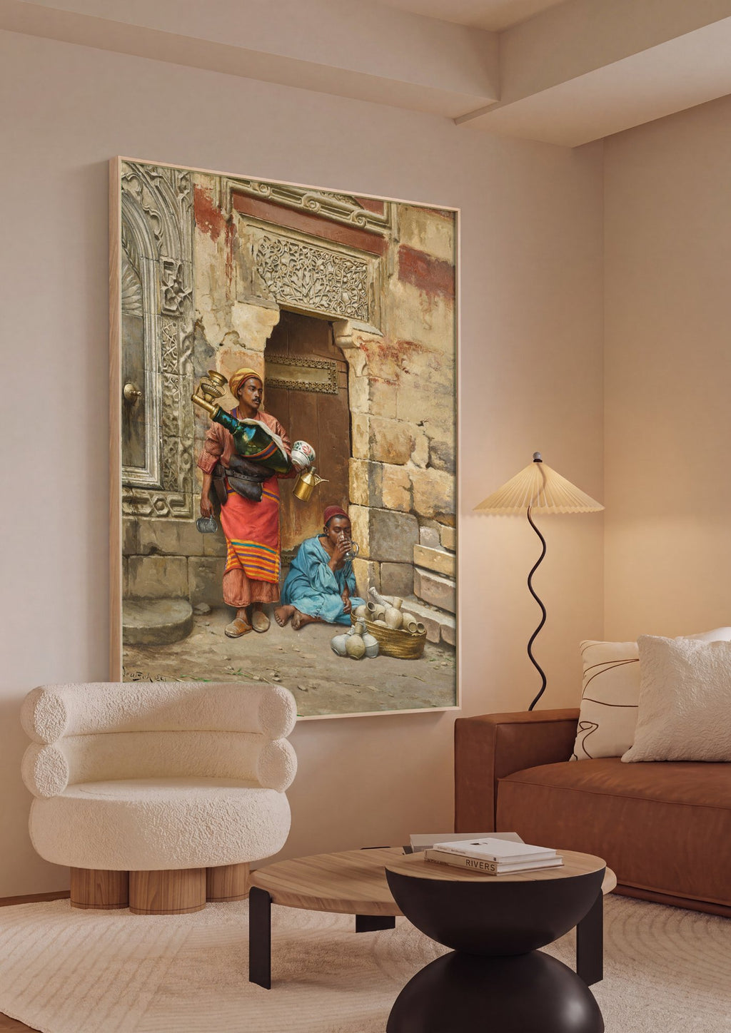 Quadro Decorativo Cena de Rua Oriental – Ludwig Deutsch em ambiente decorado