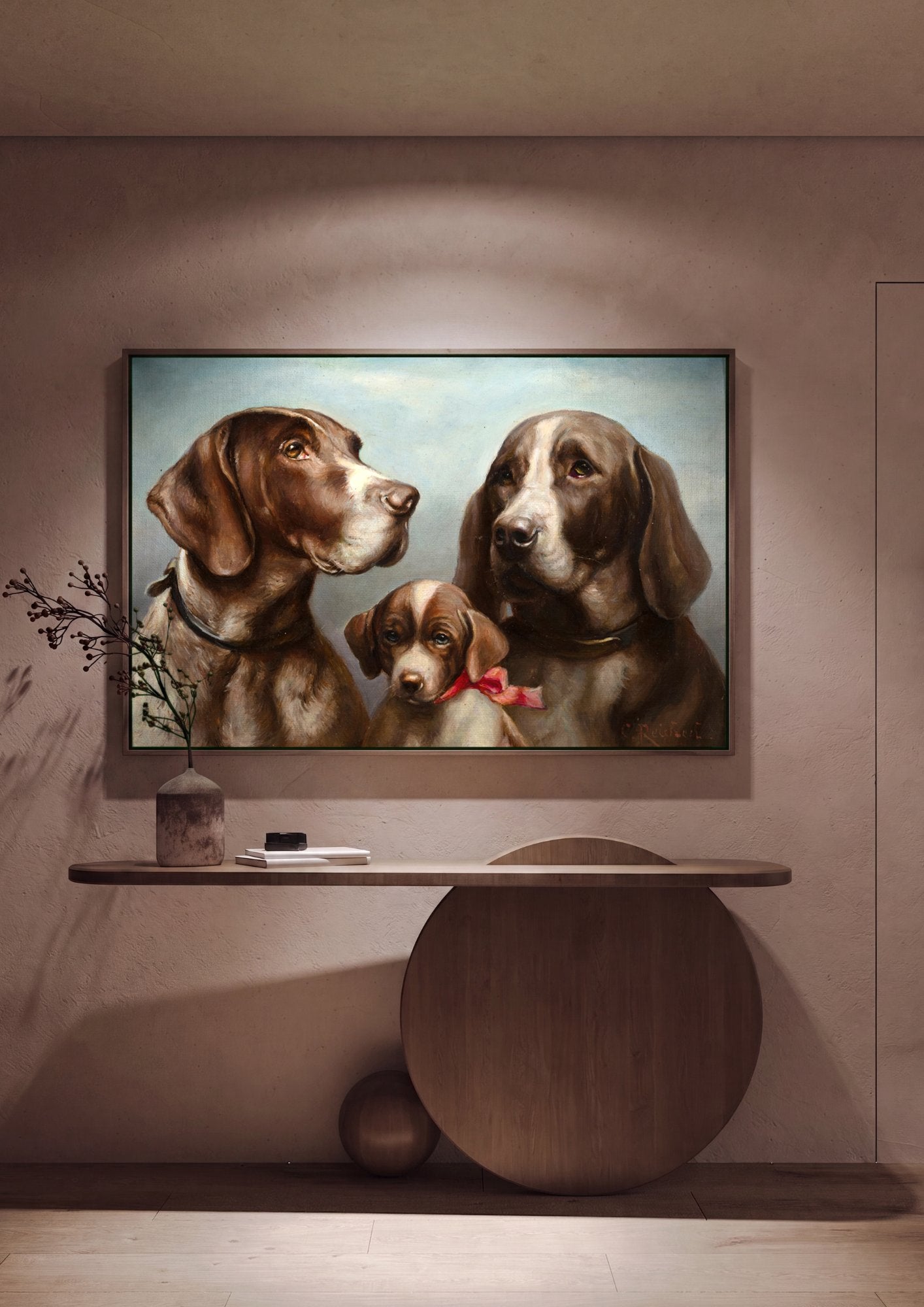 Quadro Decorativo Família de Cães - Carl Reichert em ambiente decorado