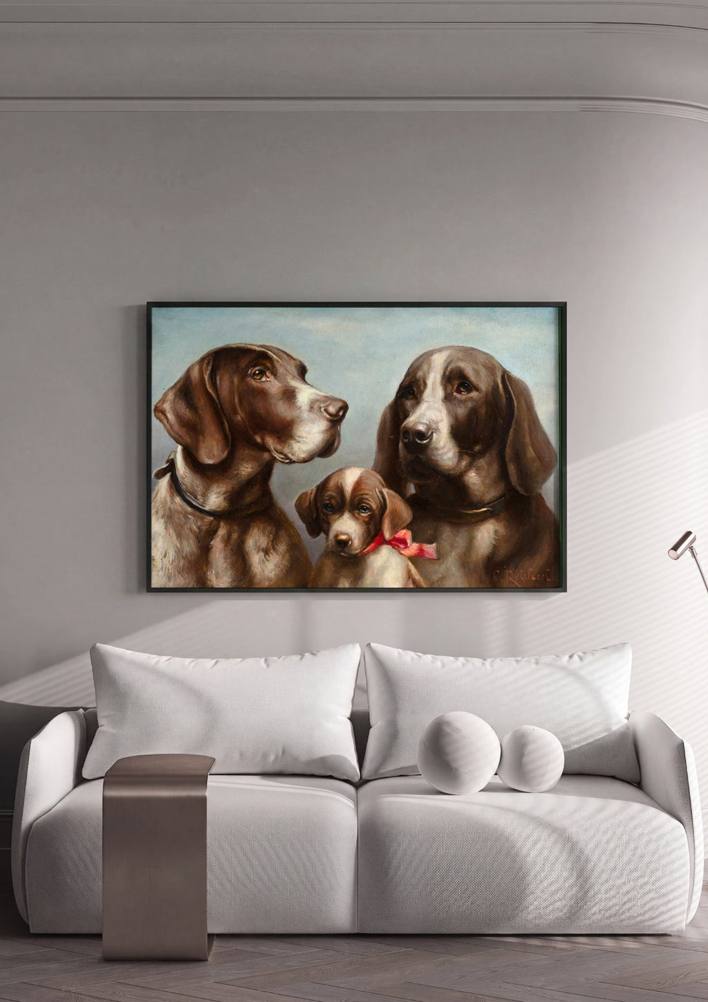 Quadro Decorativo Família de Cães - Carl Reichert em ambiente decorado