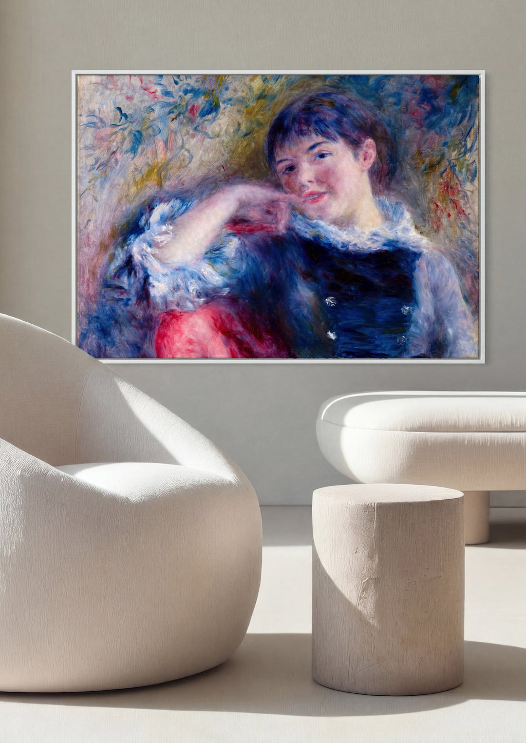 Quadro Decorativo Jovem Mulher em Azul - Renoir em ambiente decorado