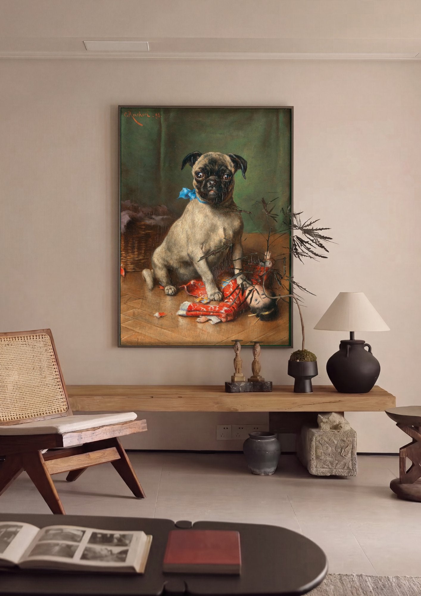 Quadro Decorativo Cão Arrependido - Carl Reichert em ambiente decorado