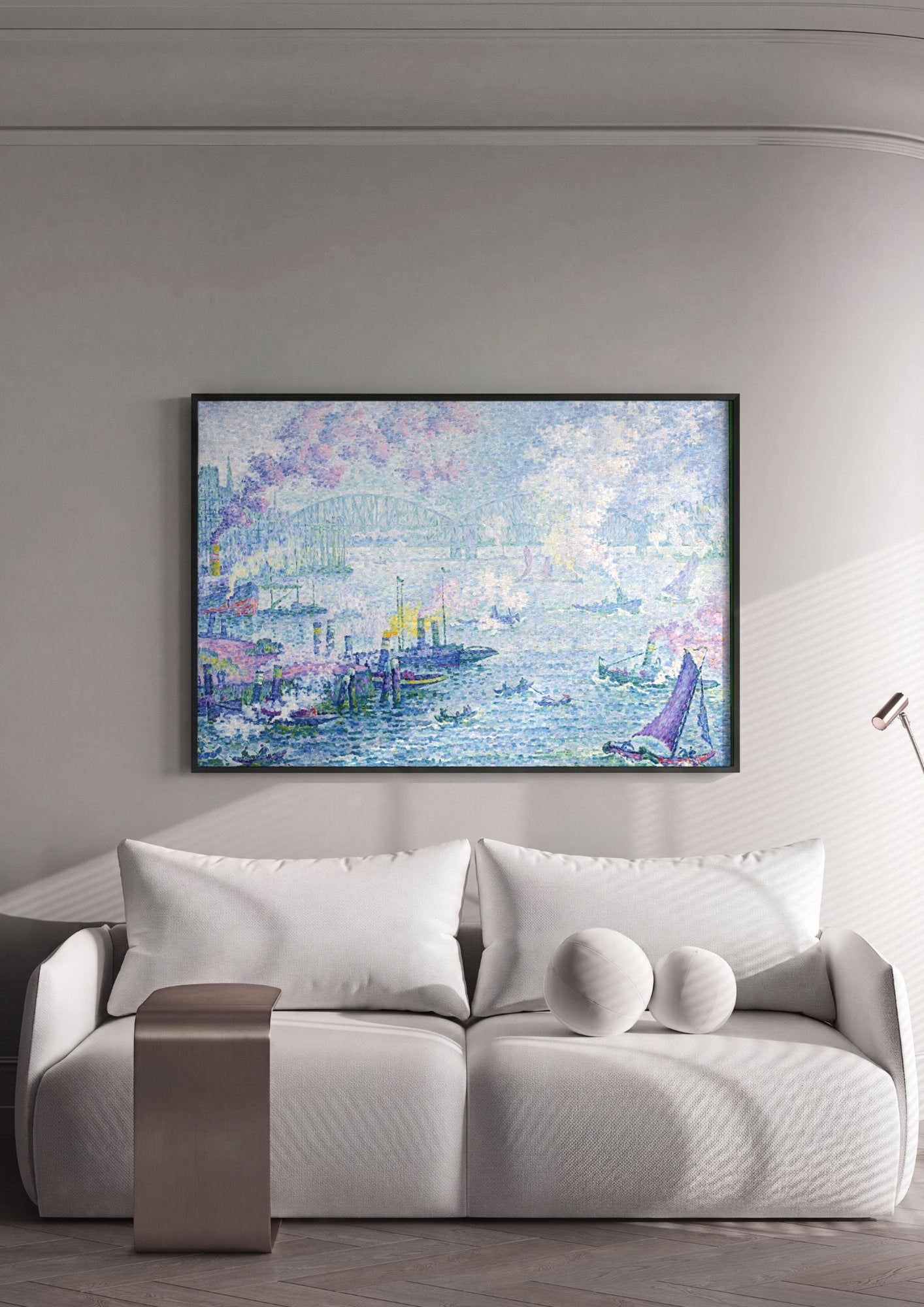 Quadro Decorativo Porto com Ponte - Paul Signac em ambiente decorado