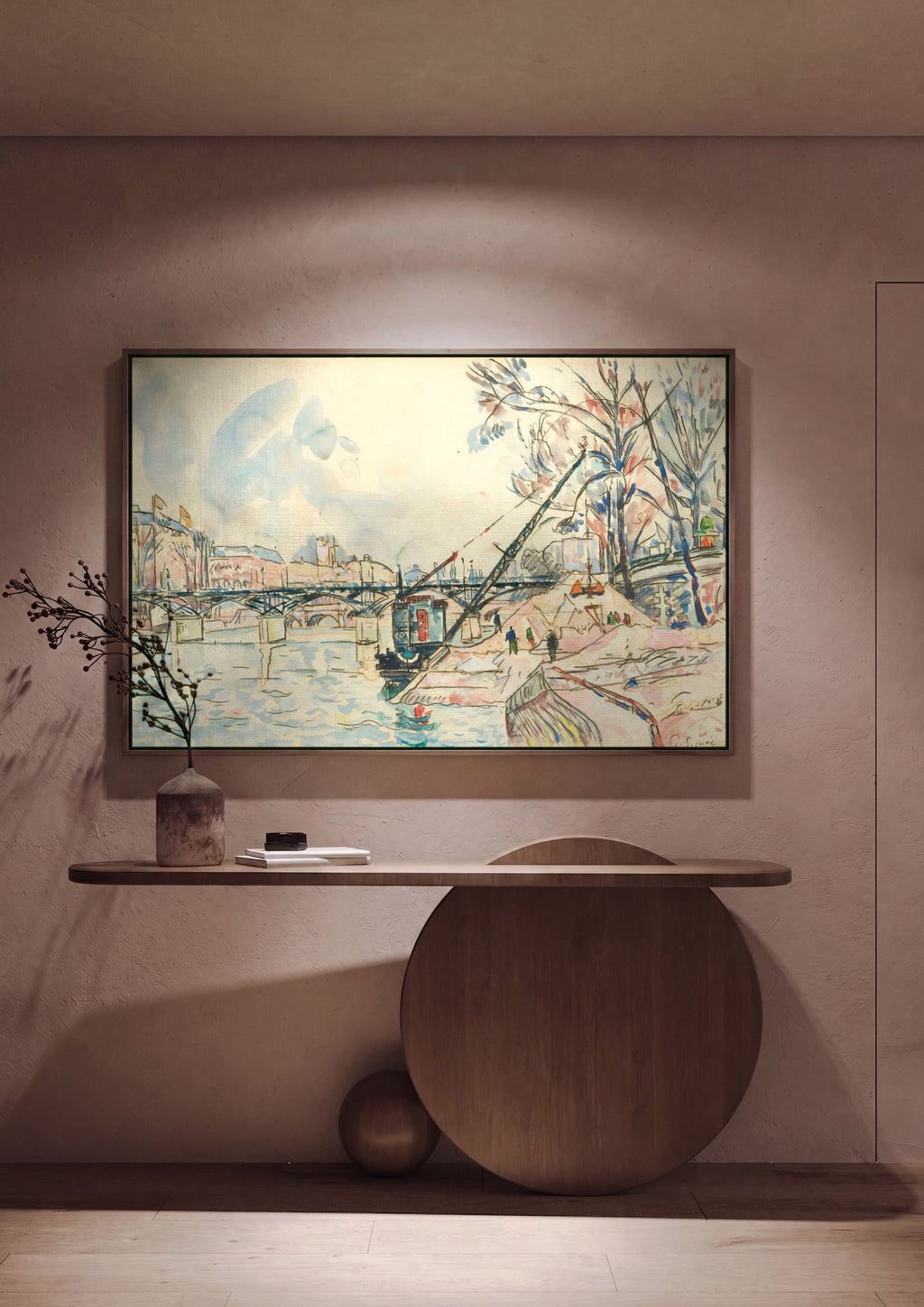 Quadro Decorativo Cais com Pontes - Paul Signac em ambiente decorado