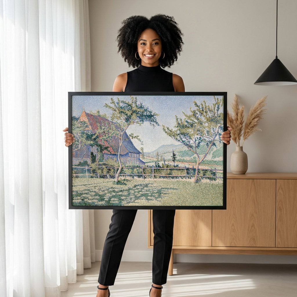 Quadro Decorativo Campo Provençal - Paul Signac com modelo em ambiente