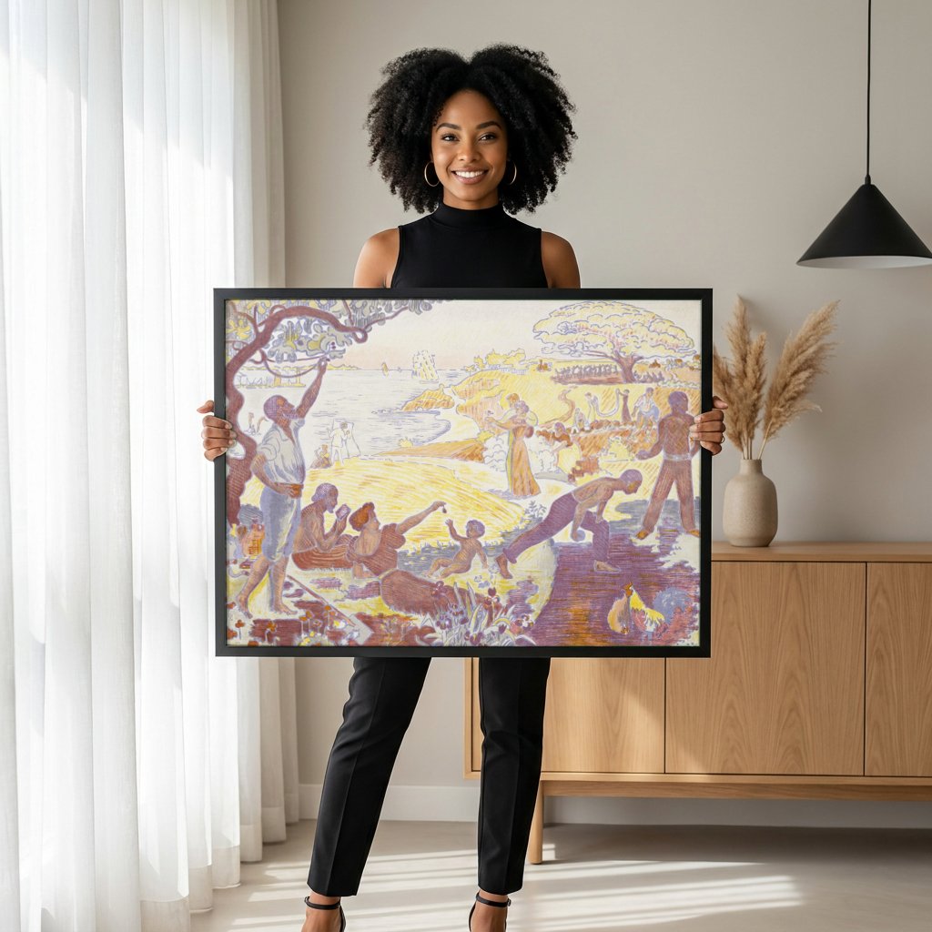 Quadro Decorativo: A Idade de Ouro - Paul Signac com modelo em ambiente
