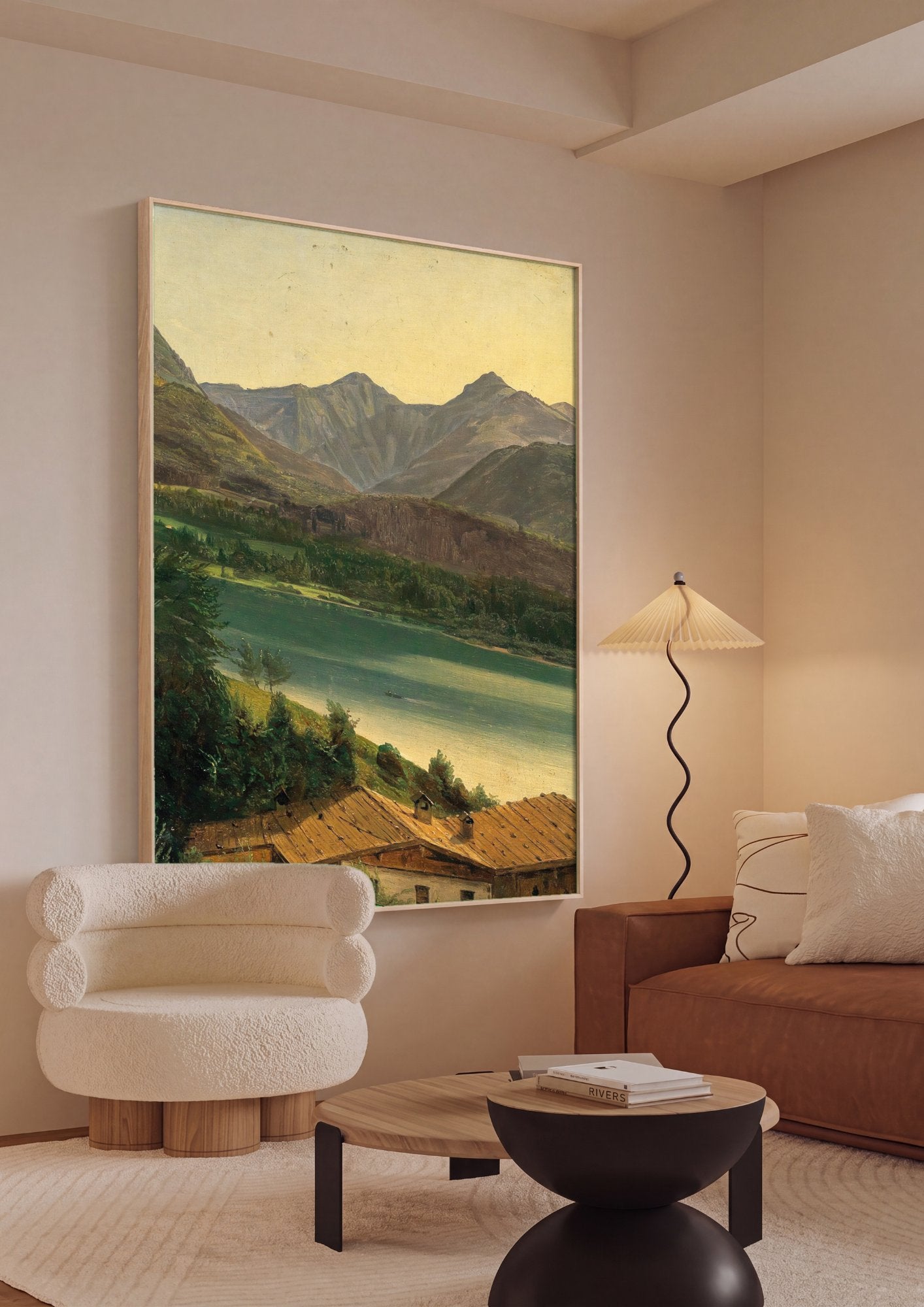 Quadro Decorativo Paisagem Alpina com Lago - Waldmüller em ambiente decorado