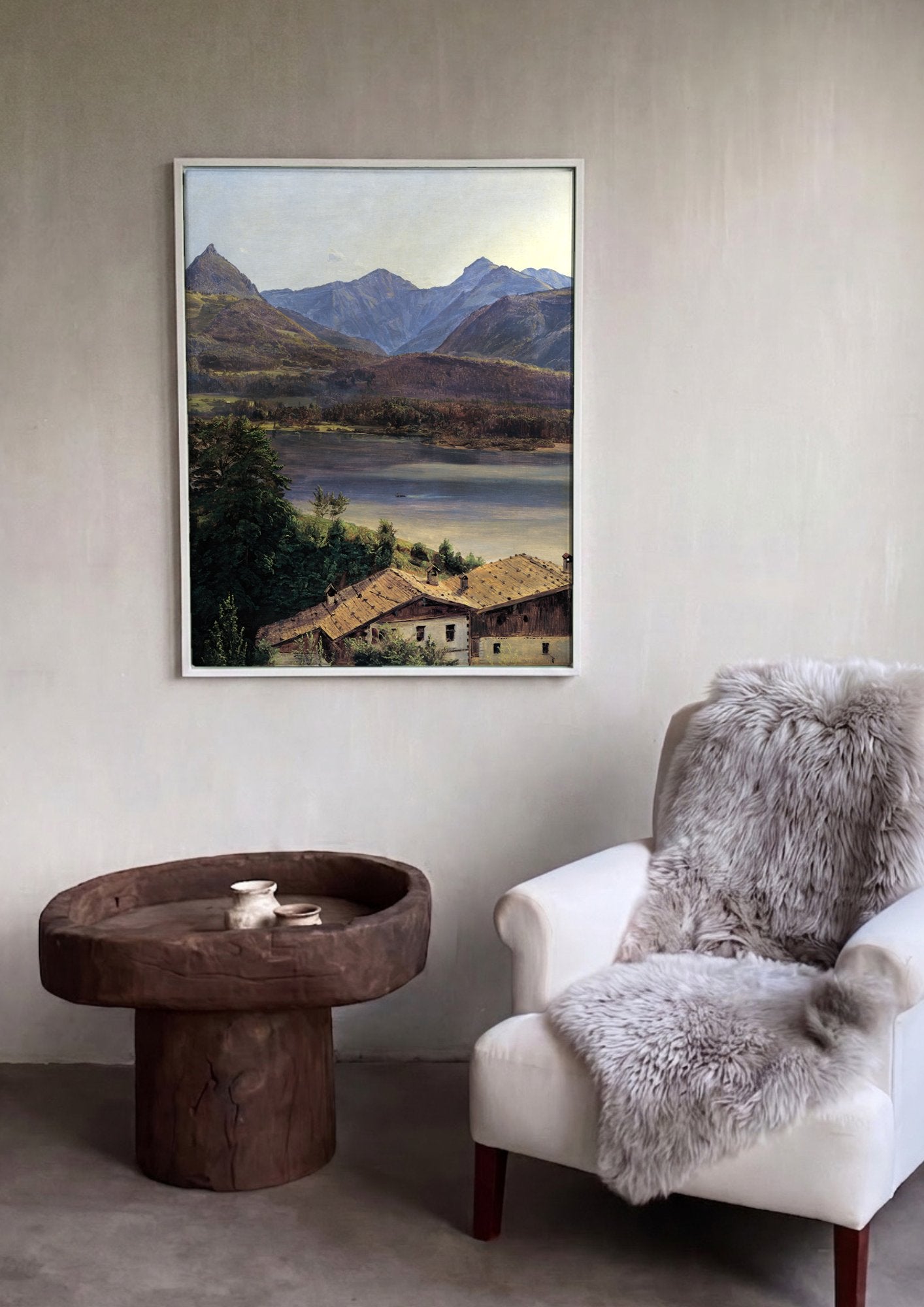 Quadro Decorativo Paisagem Alpina com Lago - Waldmüller em ambiente decorado