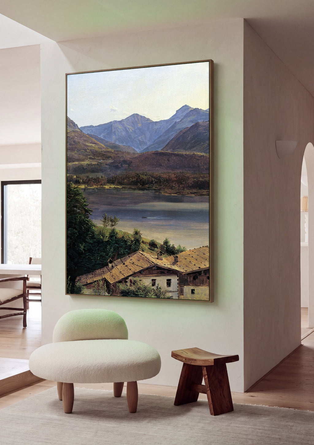 Quadro Decorativo Paisagem Alpina com Lago - Waldmüller em ambiente decorado