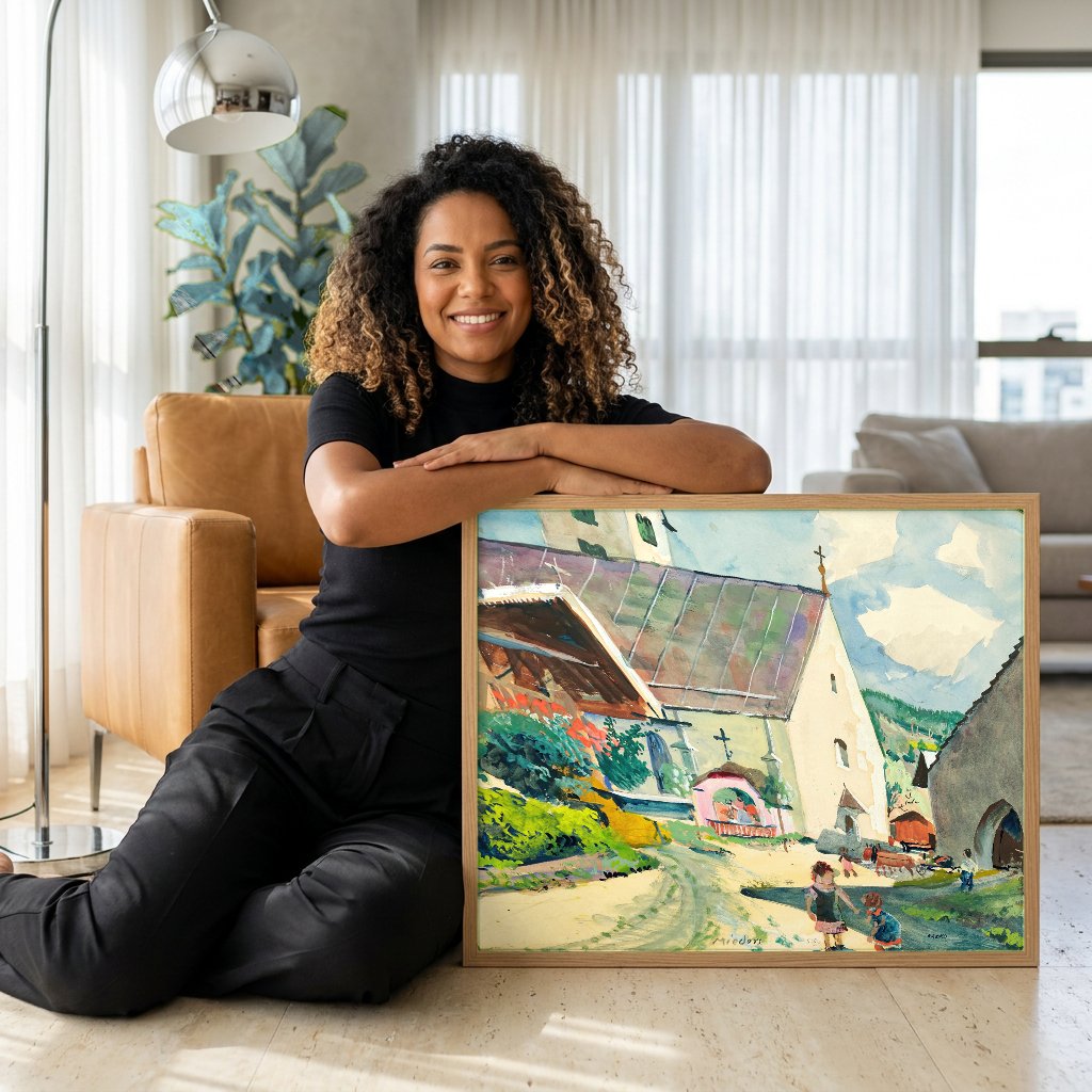 Quadro Decorativo Mieders, Tirol - Oskar Laske com modelo em ambiente