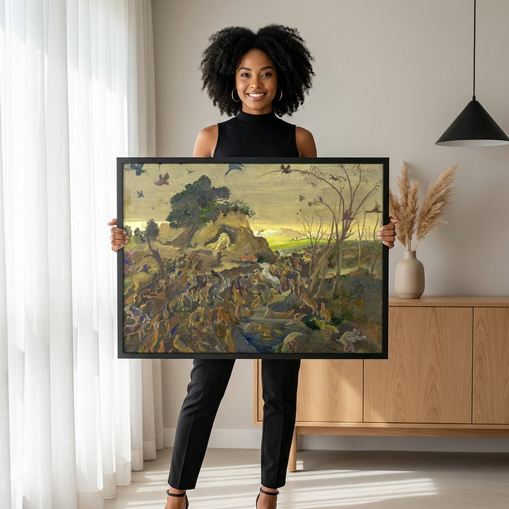 Quadro Decorativo A Arca de Noé - Oskar Laske com modelo em ambiente