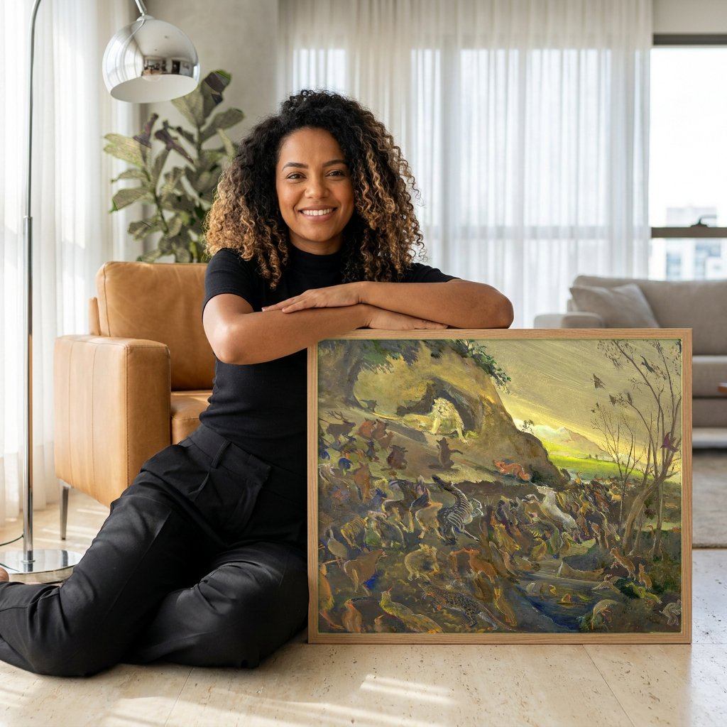 Quadro Decorativo A Arca de Noé - Oskar Laske com modelo em ambiente
