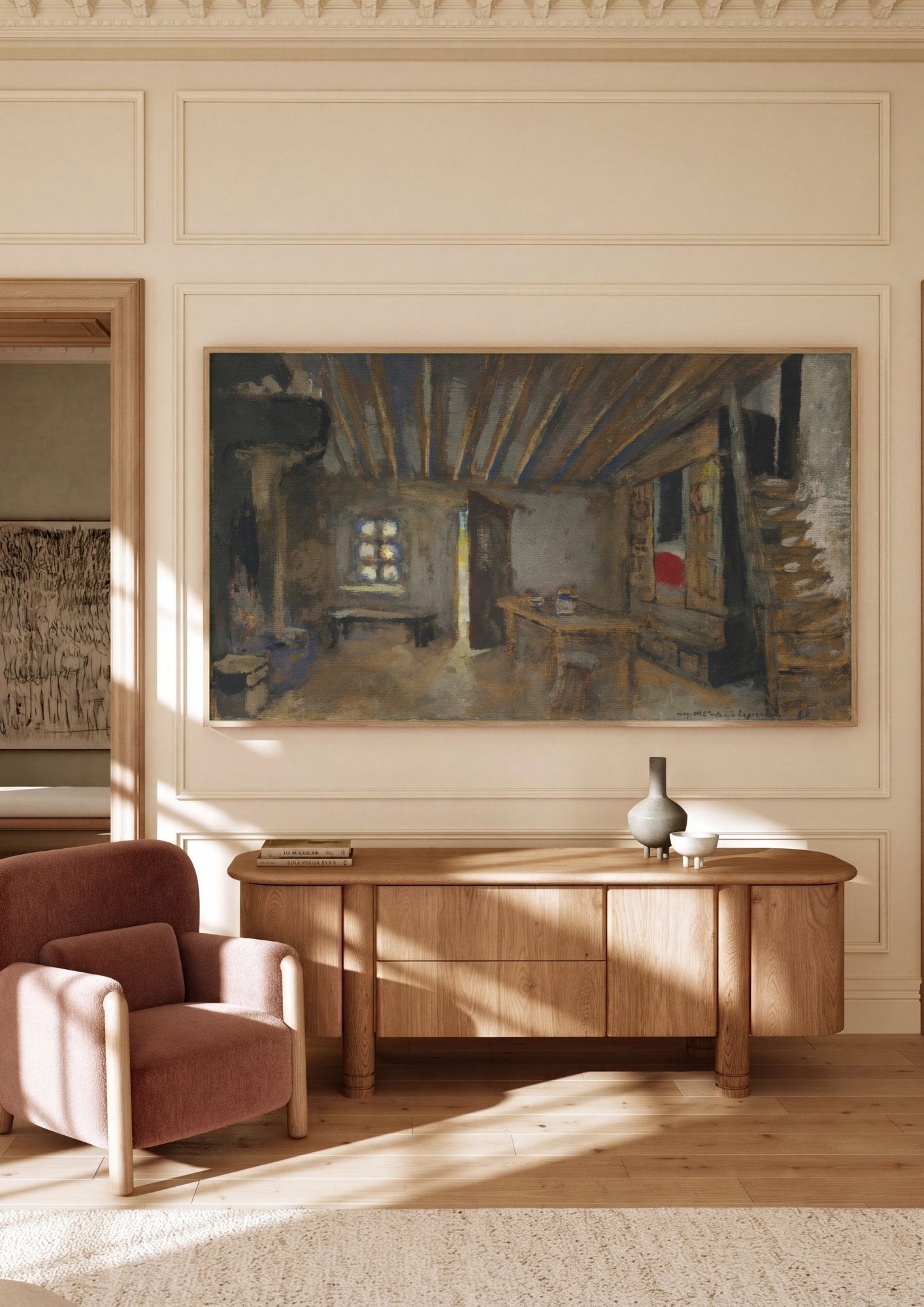 Quadro Decorativo Interior com Luz de Lamparina - Vuillard em ambiente decorado