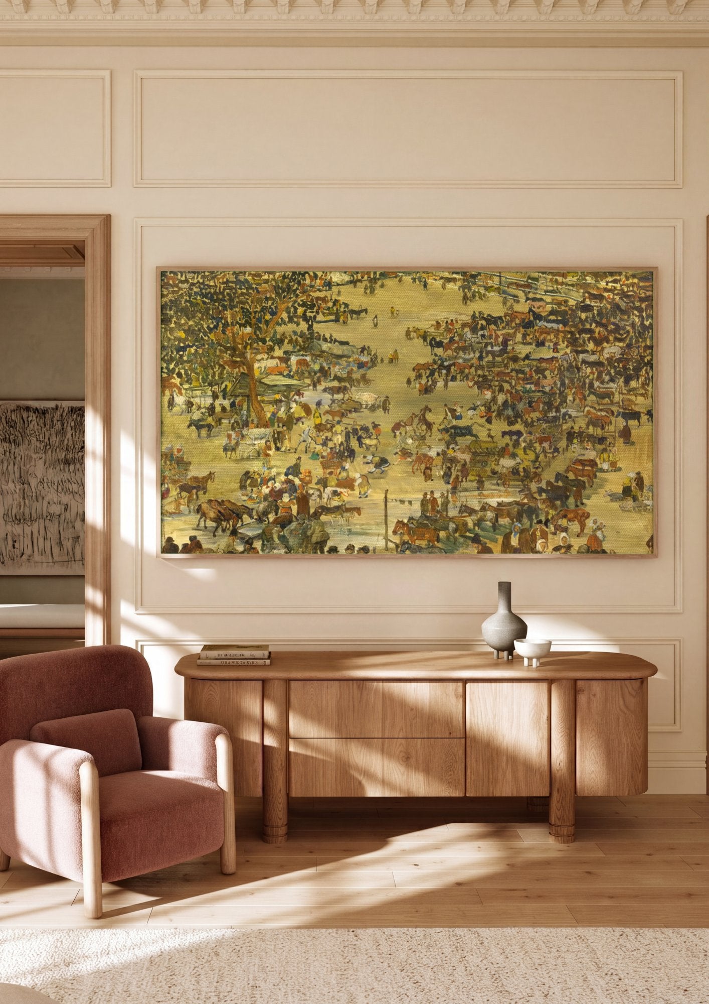 Quadro Decorativo Feira Animada - Oskar Laske em ambiente decorado