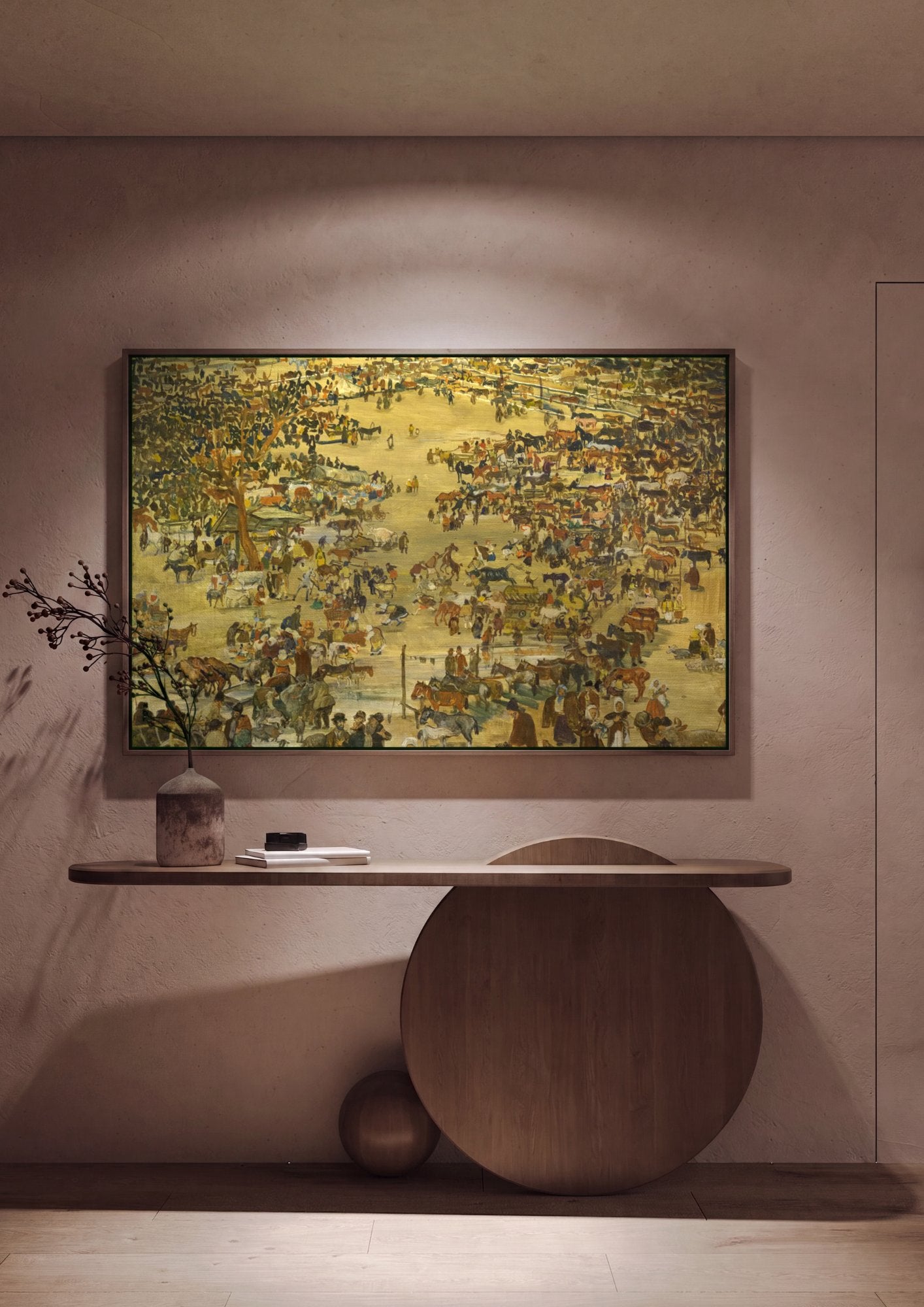 Quadro Decorativo Feira Animada - Oskar Laske em ambiente decorado