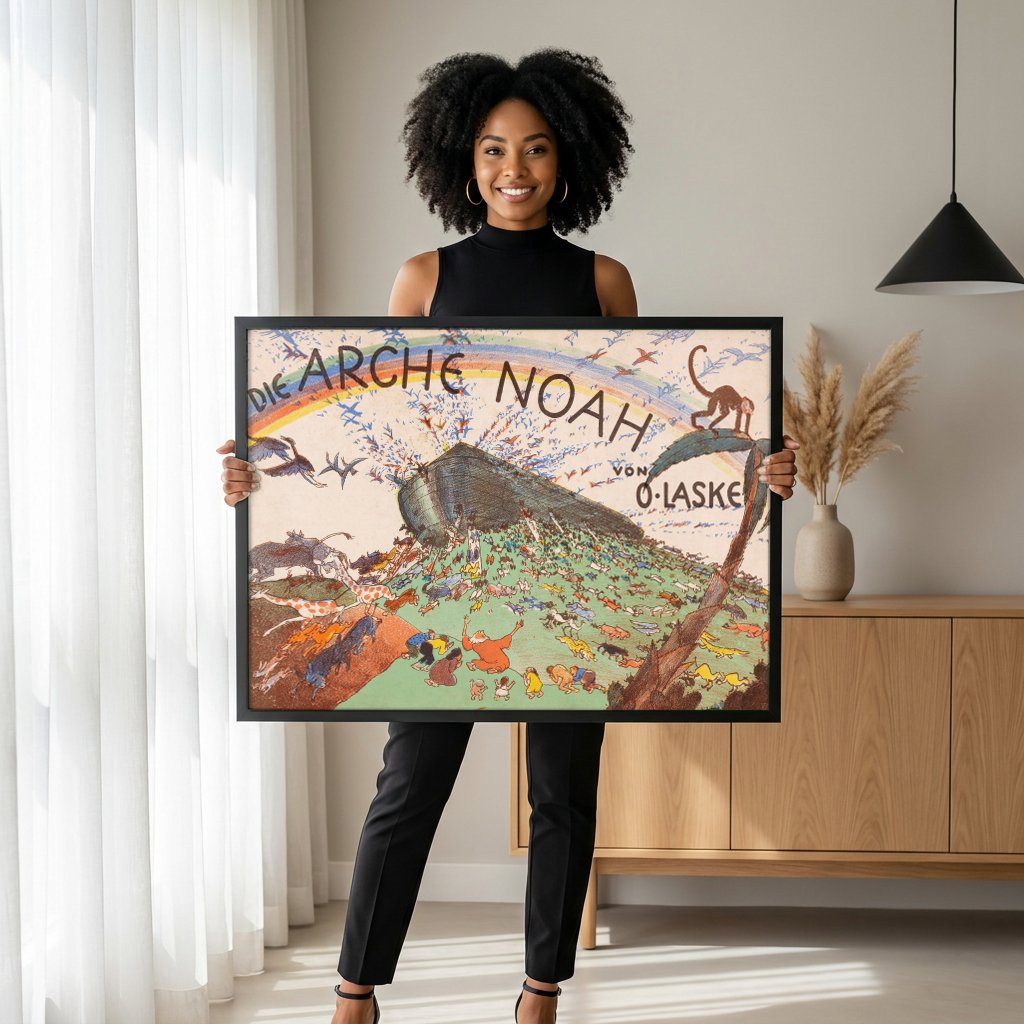Quadro Decorativo A Arca de Noé - Oskar Laske com modelo em ambiente