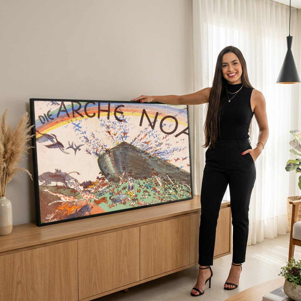 Quadro Decorativo A Arca de Noé - Oskar Laske com modelo em ambiente