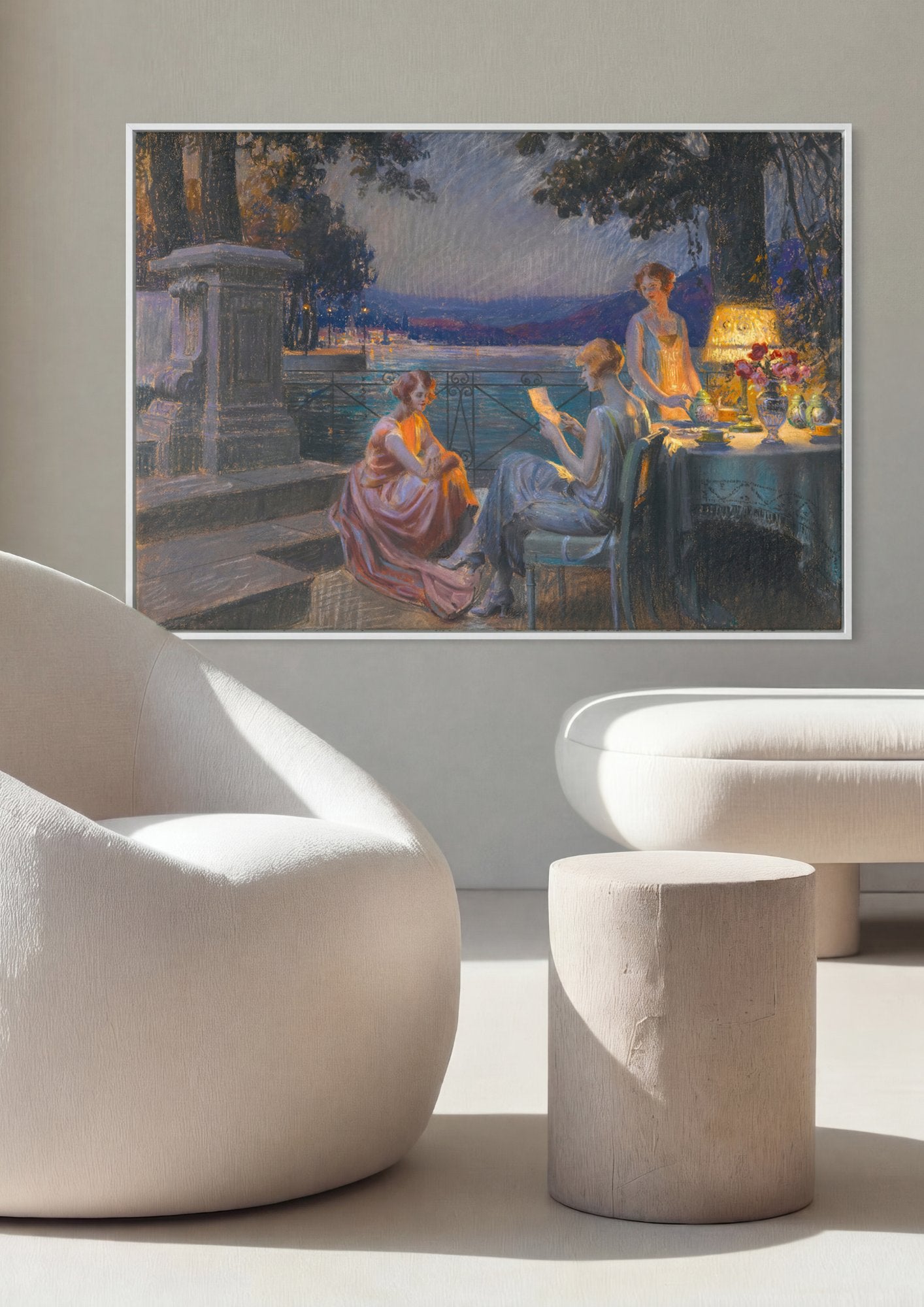Quadro Decorativo 'Soirée au bord du lac' - Delphin Enjolras em ambiente decorado