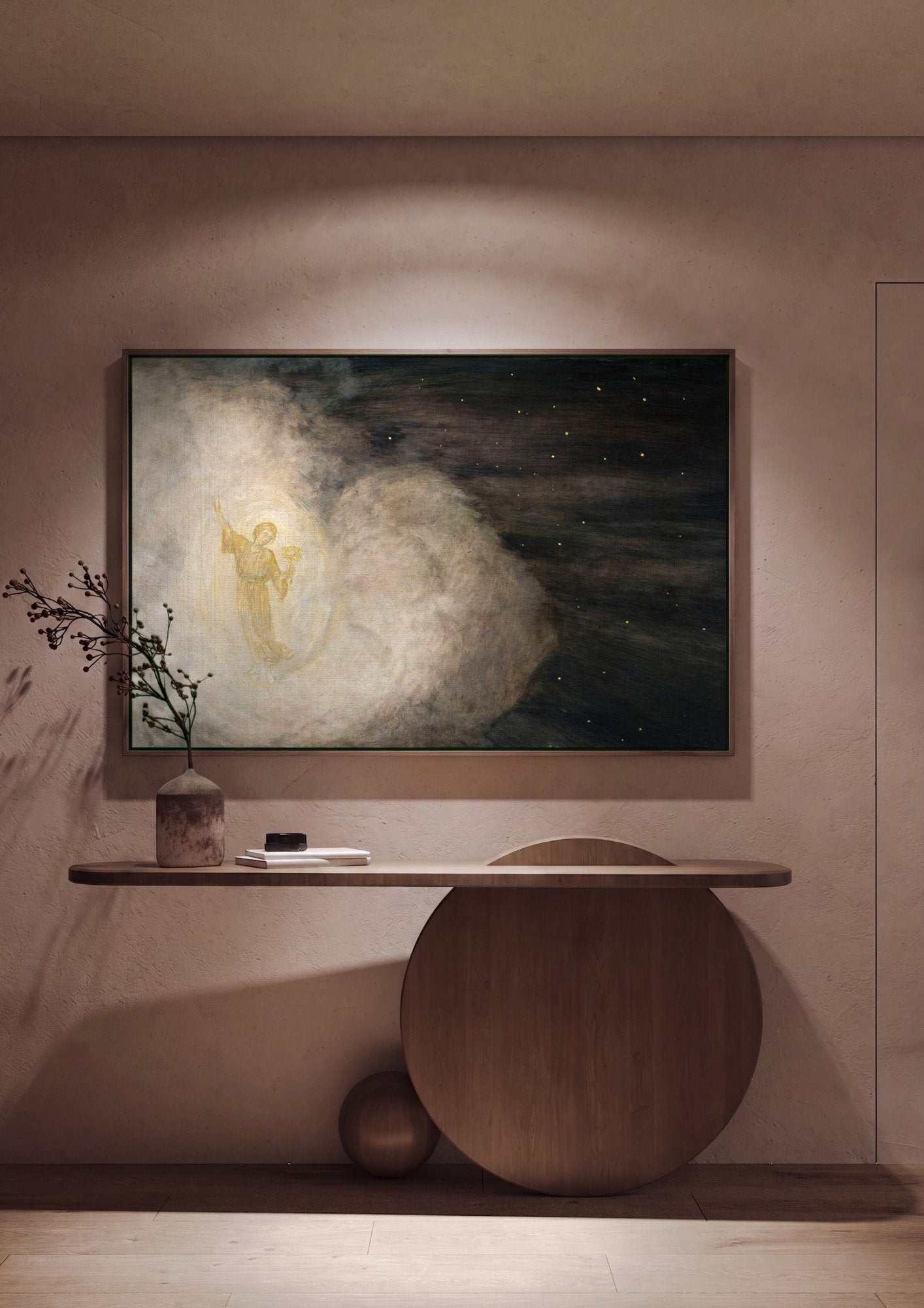 Quadro Decorativo Anjo da Noite Estrelada - Hans Thoma em ambiente decorado
