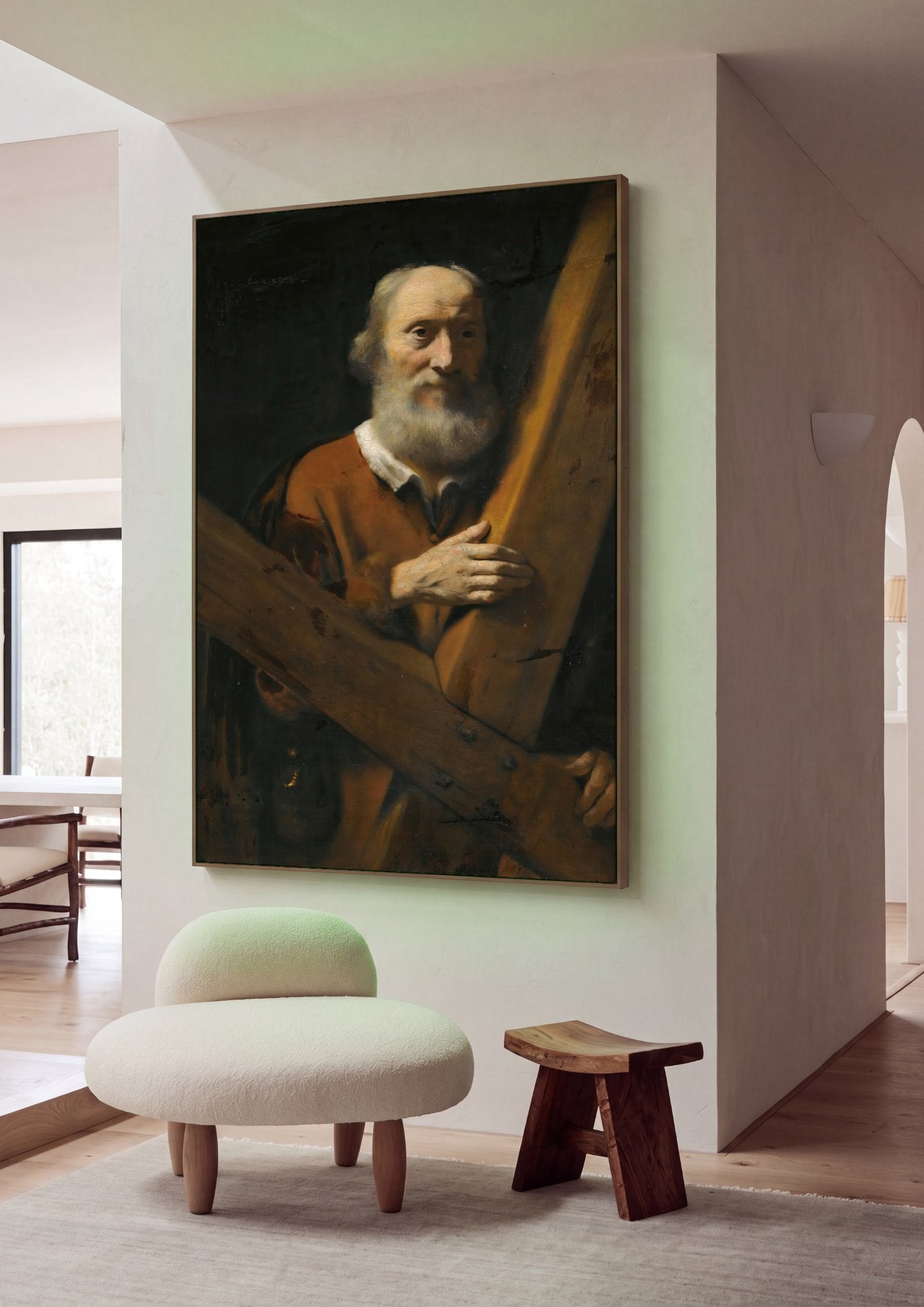 Quadro Decorativo Homem com Cruz - Nicolaes Maes em ambiente decorado