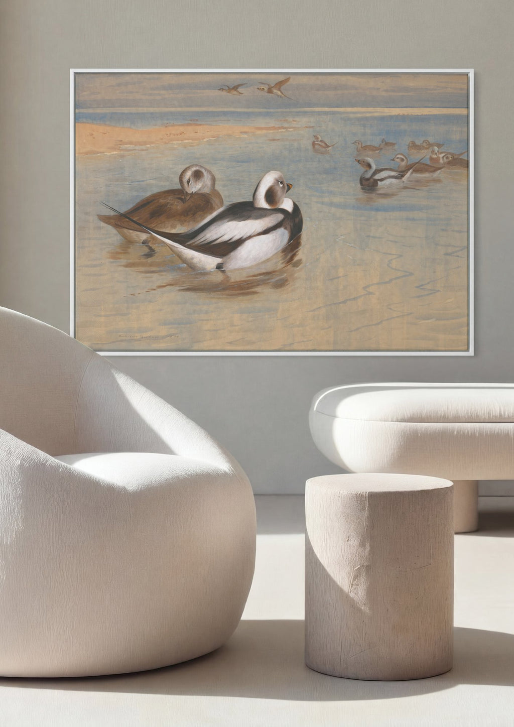 Quadro Decorativo Patos Selvagens no Lago - Thorburn em ambiente decorado
