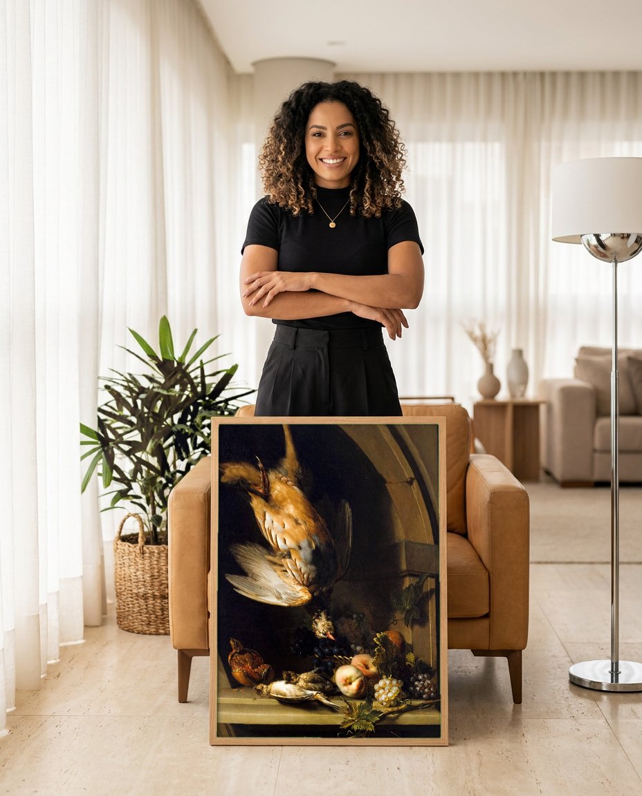 Quadro Decorativo Natureza-Morta - Nicolas de Largillière com modelo em ambiente