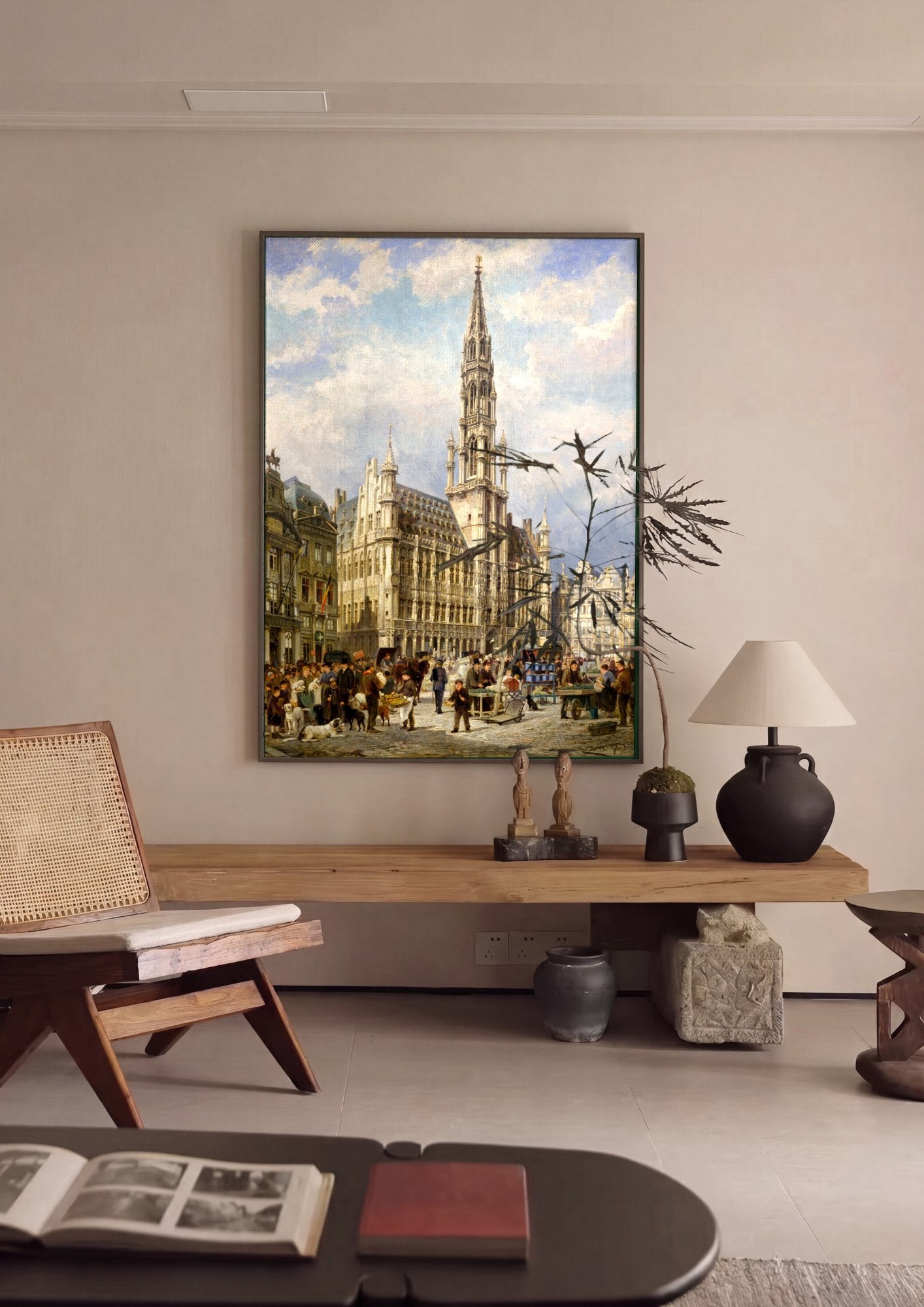 Quadro Decorativo A Grand-Place, Bruxelas - P. Van der Ouderaa em ambiente decorado