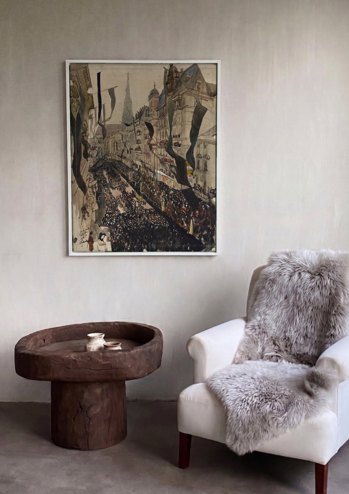 Quadro Decorativo 'Demonstração' - Oskar Laske em ambiente decorado